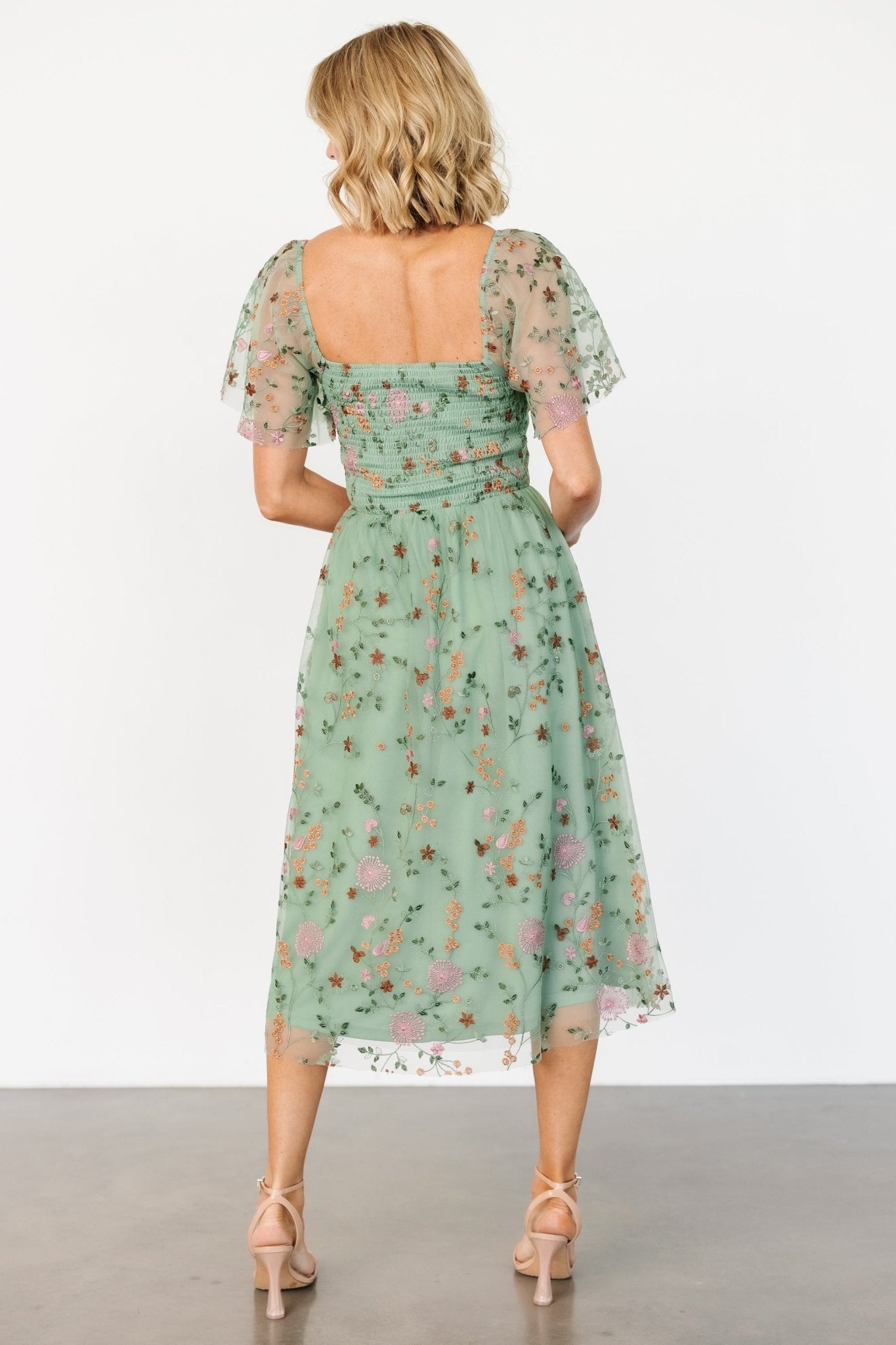 Gwyneth Tulle Midi Dress | Eucalyptus Floral Many Kinds Of Cheap Pice