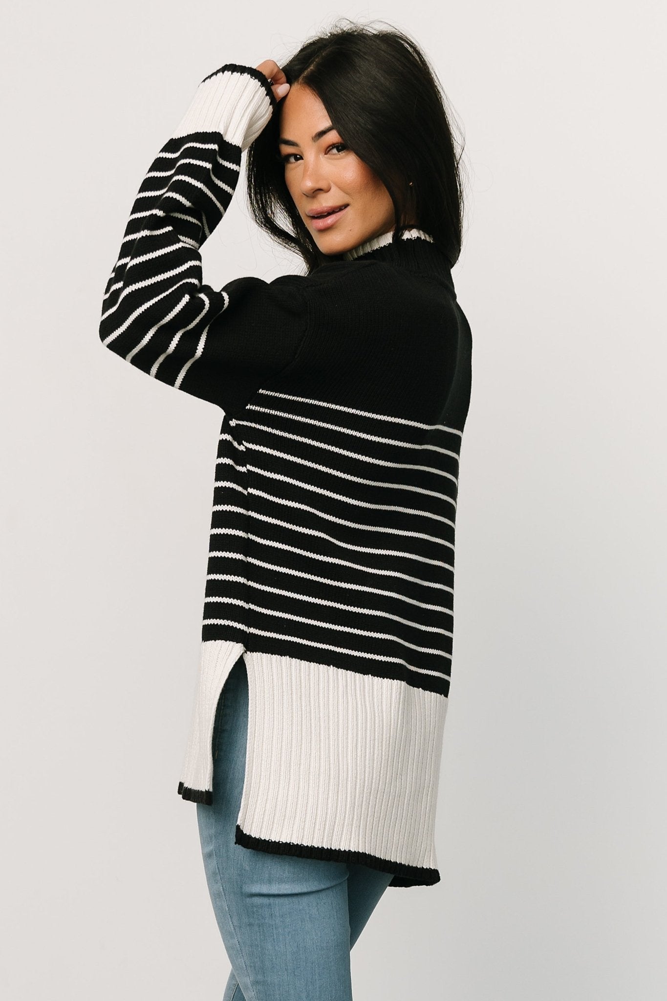 Benedict Stripe Knit Sweater | Black + Cream Clearance Amazon