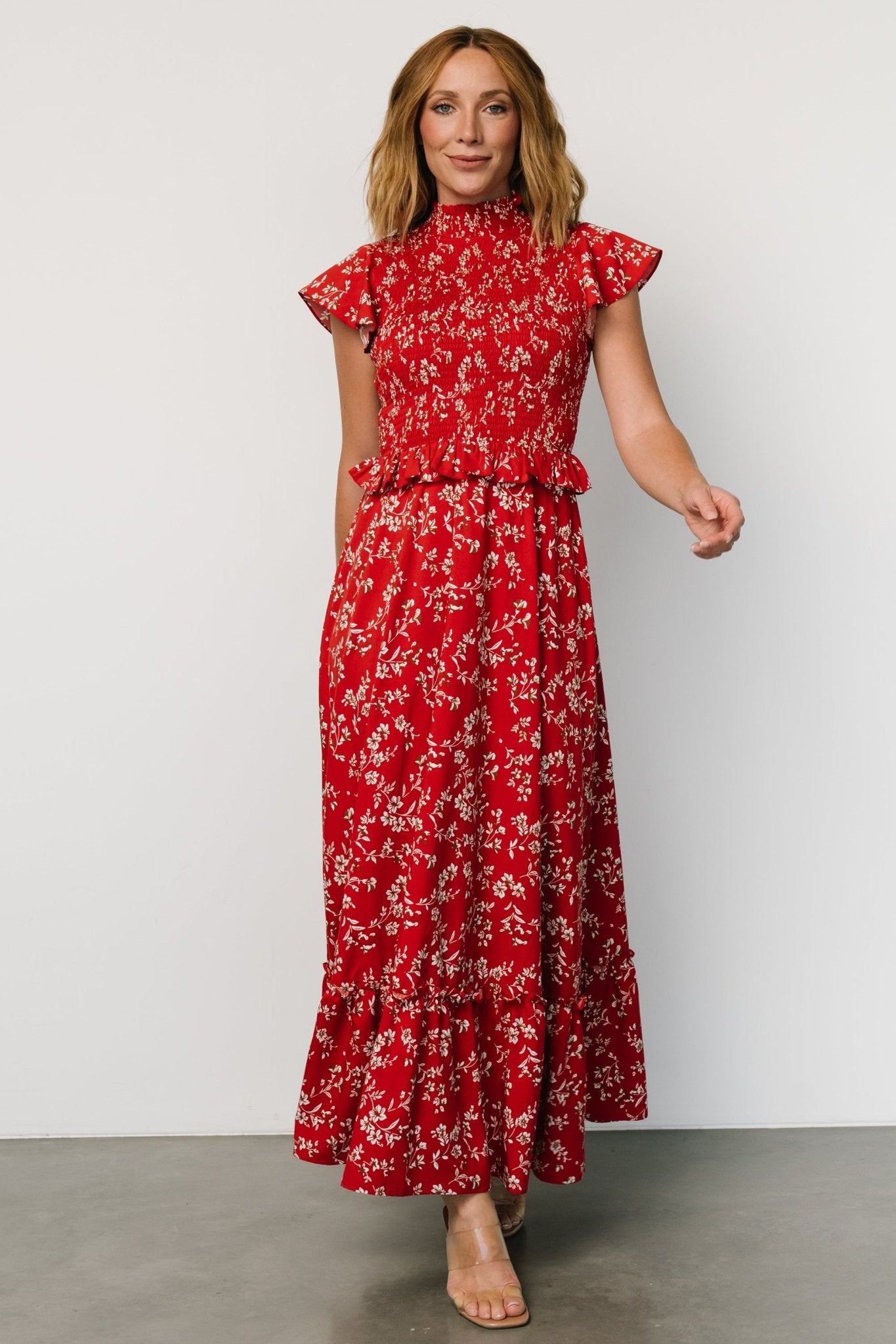 Orla Ruffle Maxi Dress | Red floral Cheap Sale Comfortable