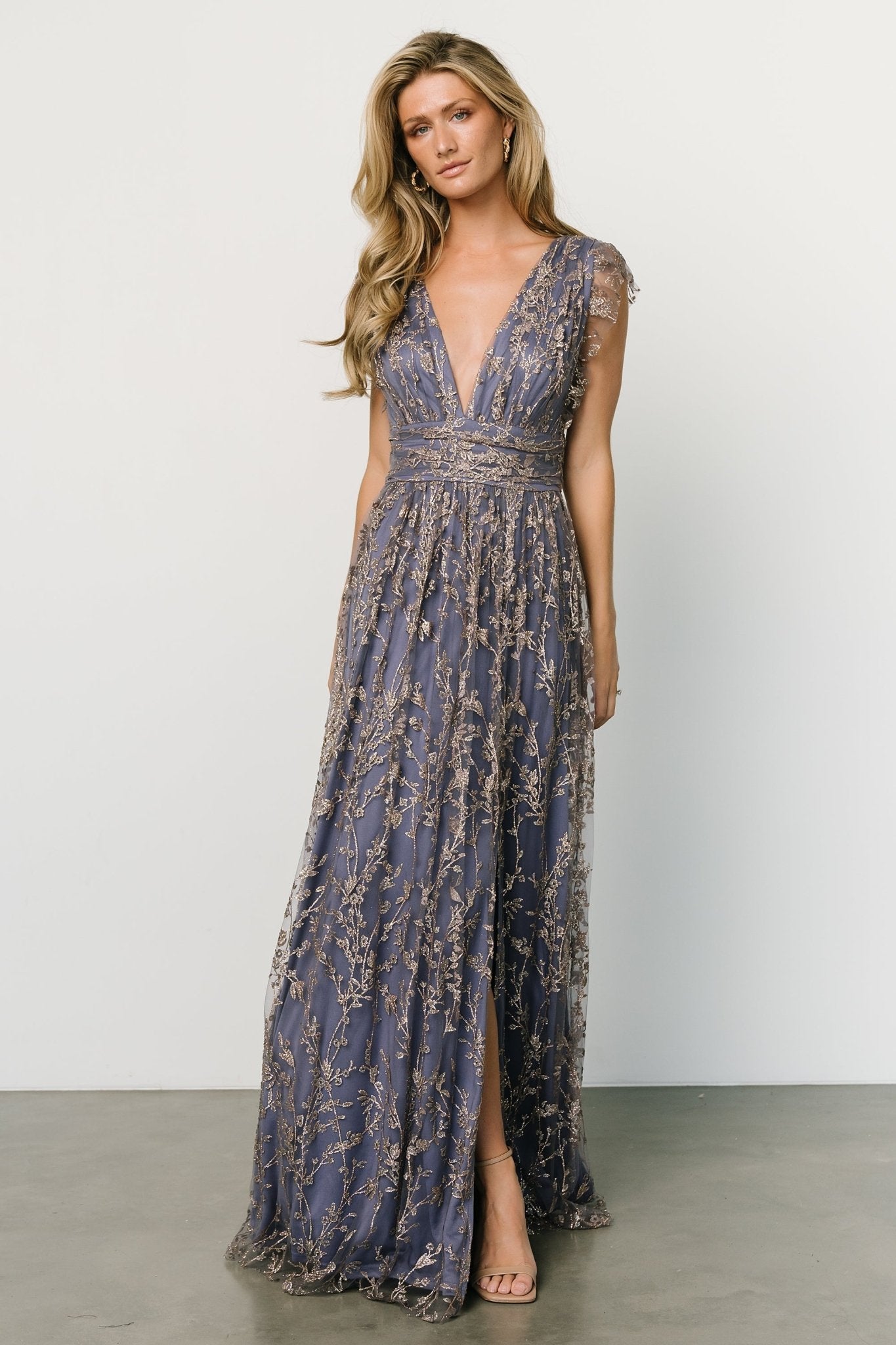 Arlene Shimmer Gown | Blue + Gold High Quality Cheap Pice