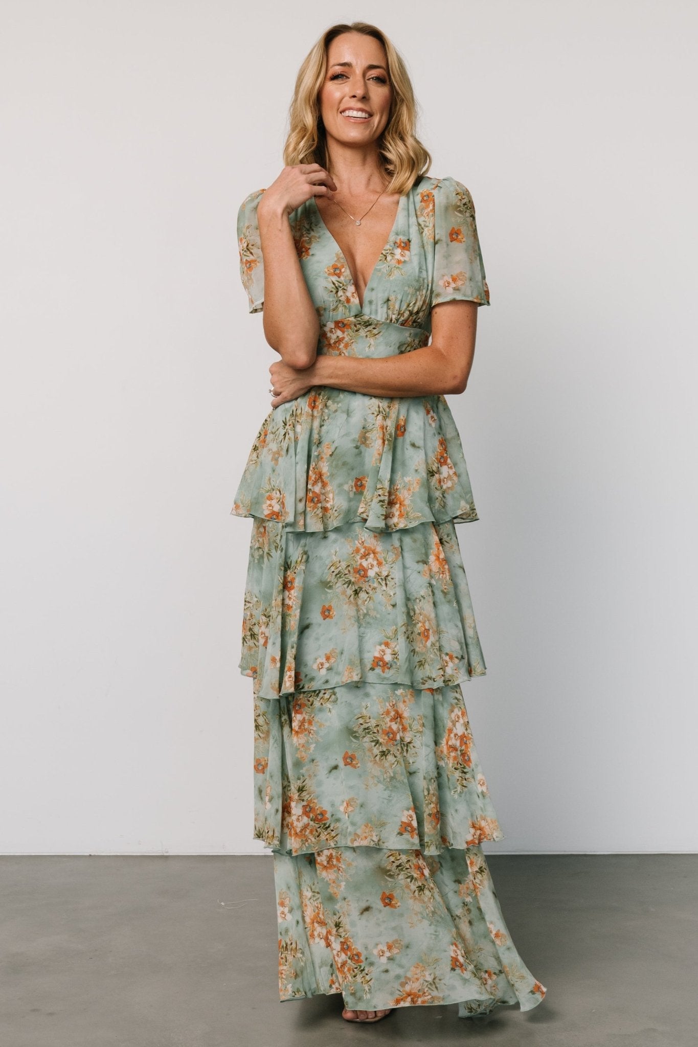 Montaigne Ruffle Maxi Dress | Blue Sage Floral Cheap Tumblr