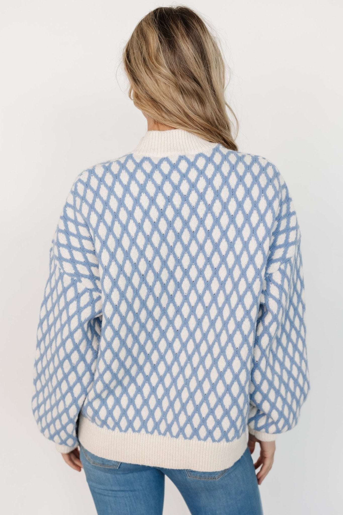 Hendrix Diamond Knit Sweater | Blue Choice For Sale