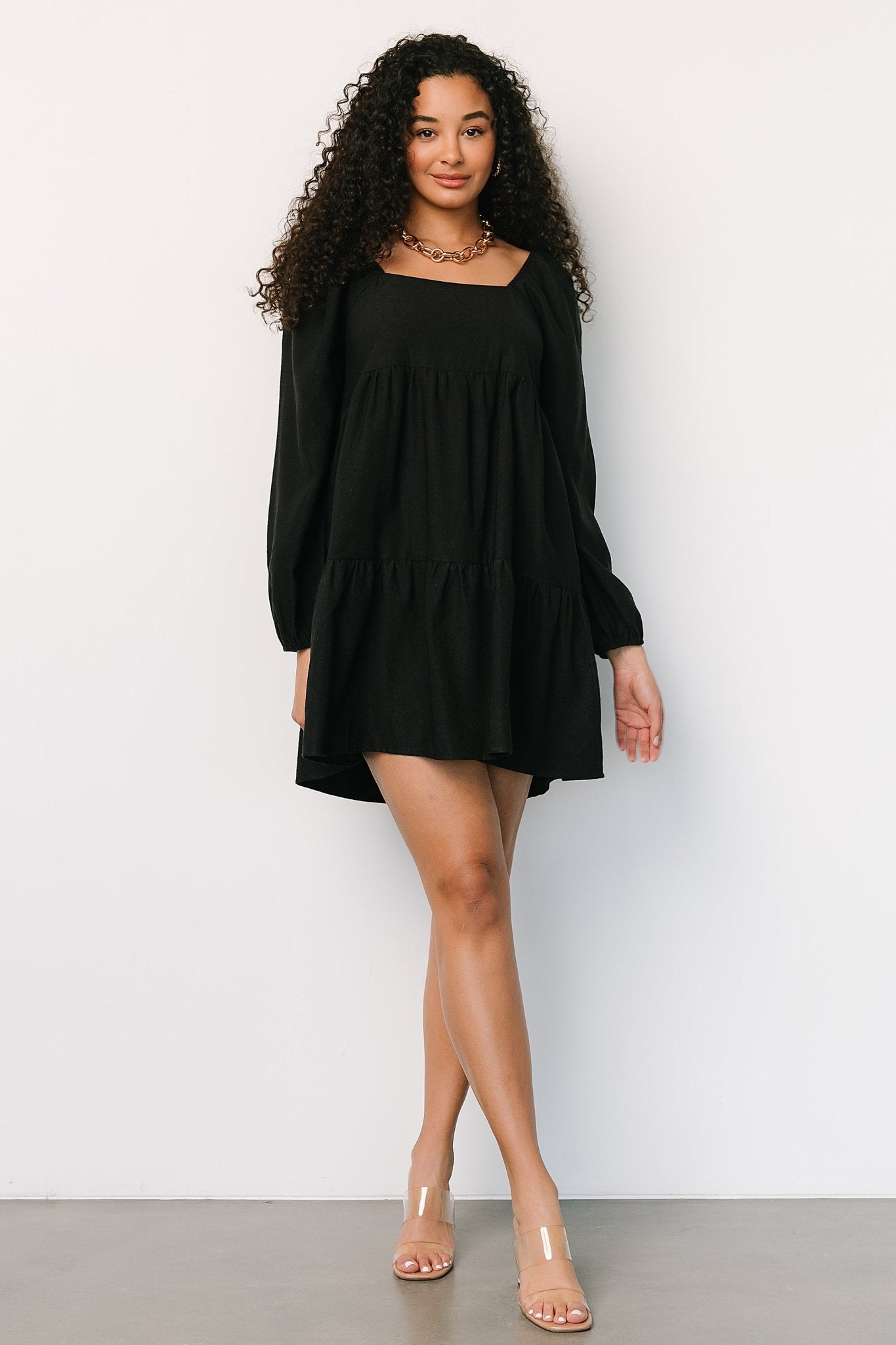 Selena Tiered Mini Dress | Black Pre Order Online