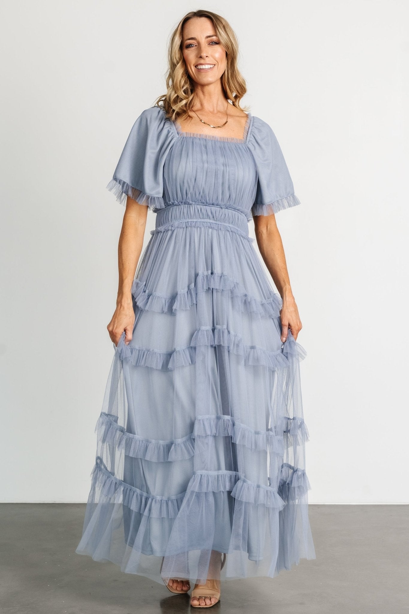 Magdalena Tulle Maxi Dress | Dusty Blue Order Cheap Pice