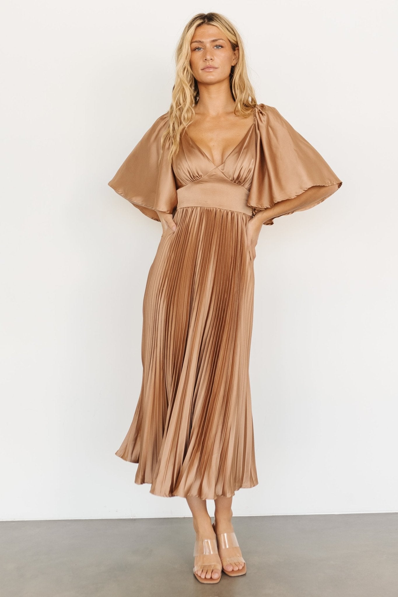 Aubree Pleated Dress | Champagne Sale Amazon