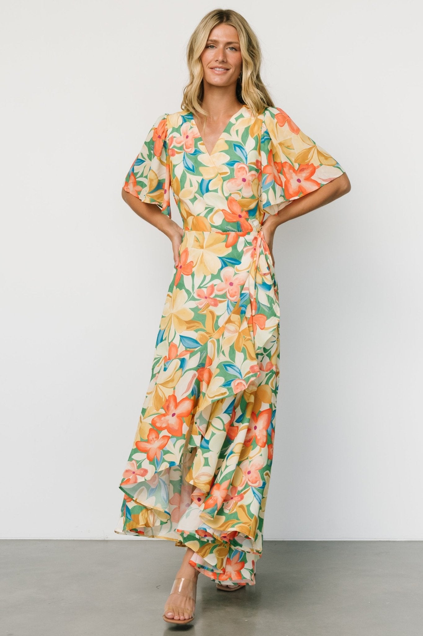 Adrianna Wrap Maxi Dress | Multi Floral Sale Best