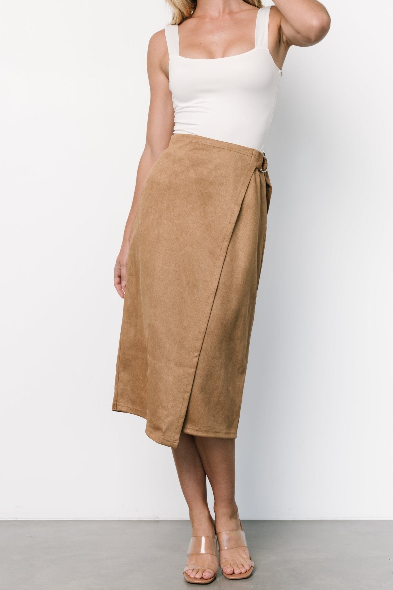 Malika Faux Wrap Skirt | Camel Buy Cheap Cheapest Pice