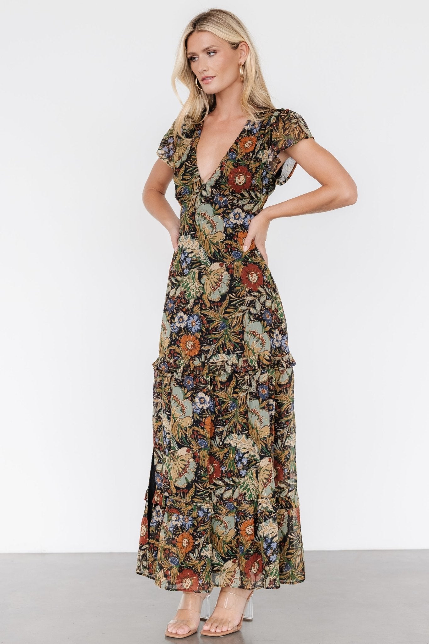 Riverwood Deep V Maxi Dress | Multi Floral Cheap Online Store Manchester