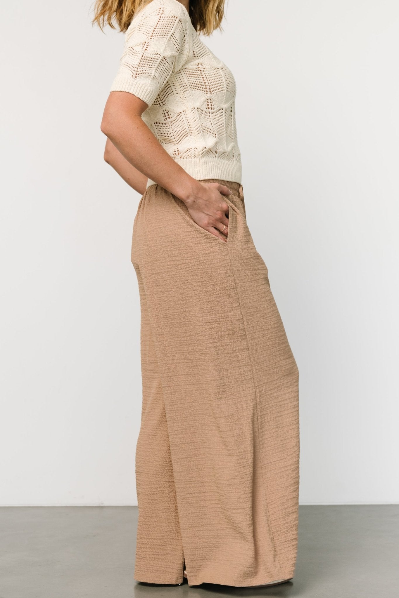 Florence Textured Pants | Beige Online Sale