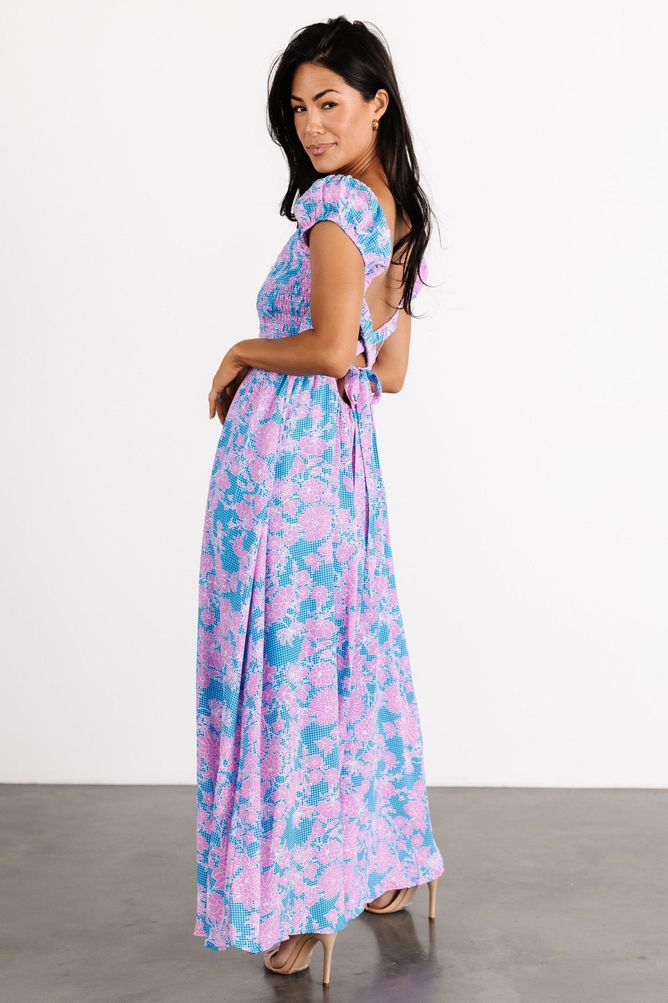 Tabitha Open Back Maxi Dress | Blue + Pink Choice Cheap Pice