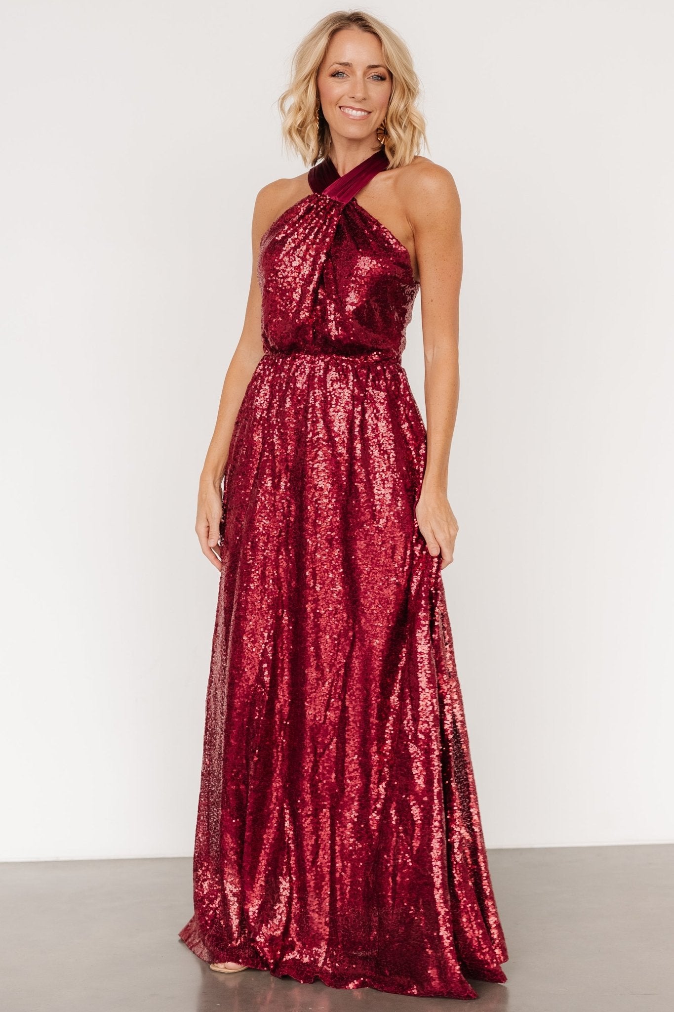 Khai Sequin Maxi Dress | Burgundy Cheap New Arrival