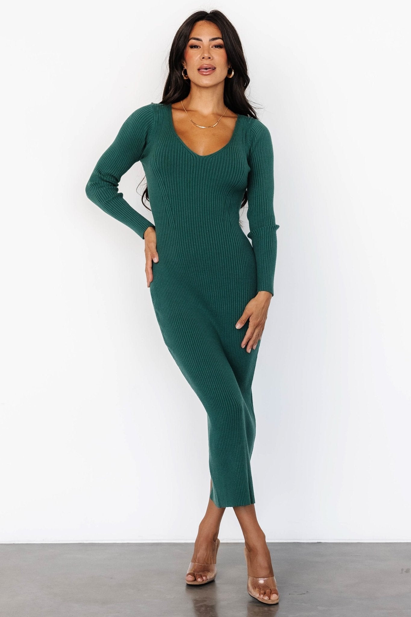 Kendall Ribbed Midi Dress | Green Pictures Cheap Online