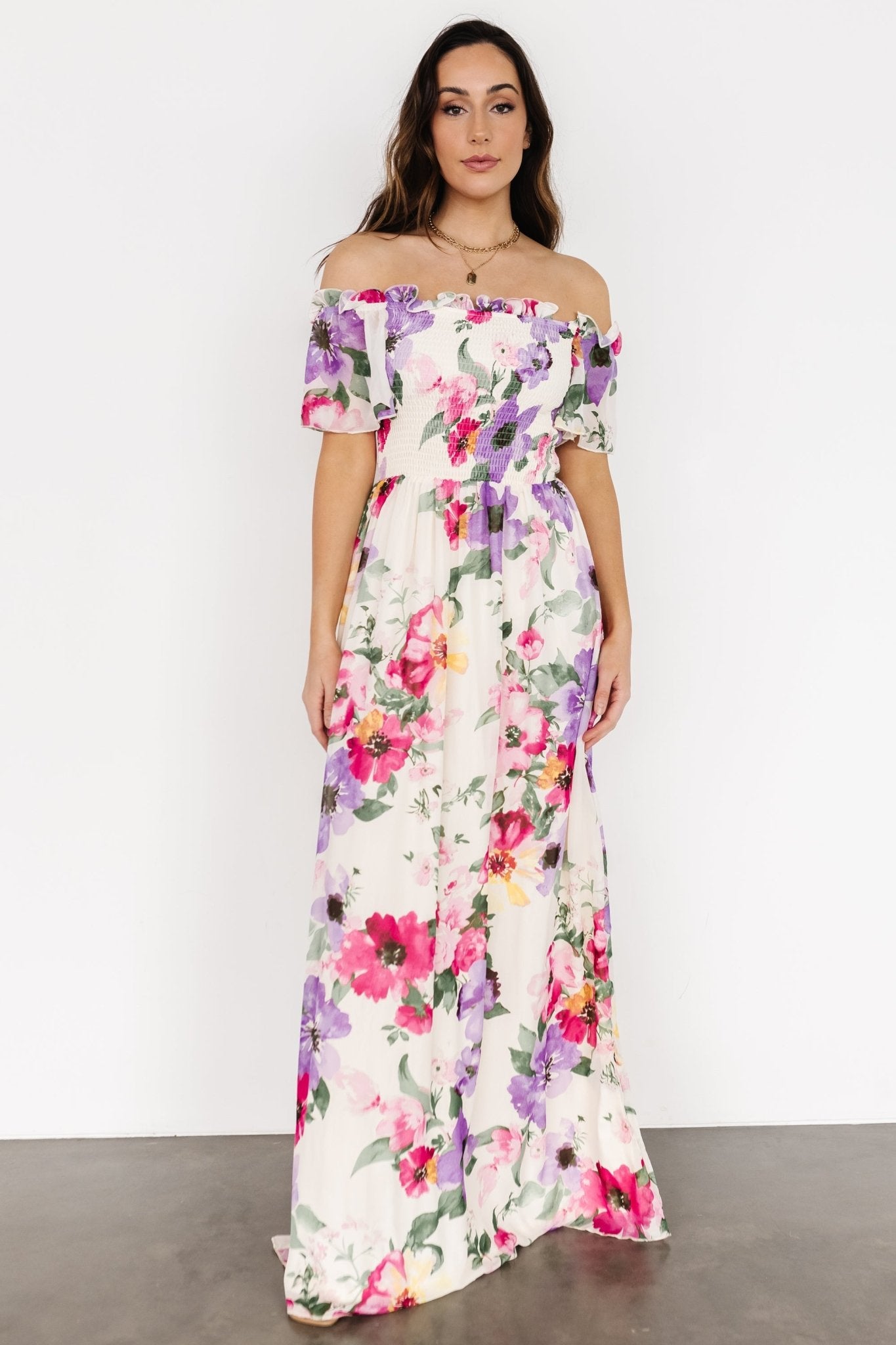 Elina Maxi Dress | Ivory + Pink Multi Floral Sale Fashion