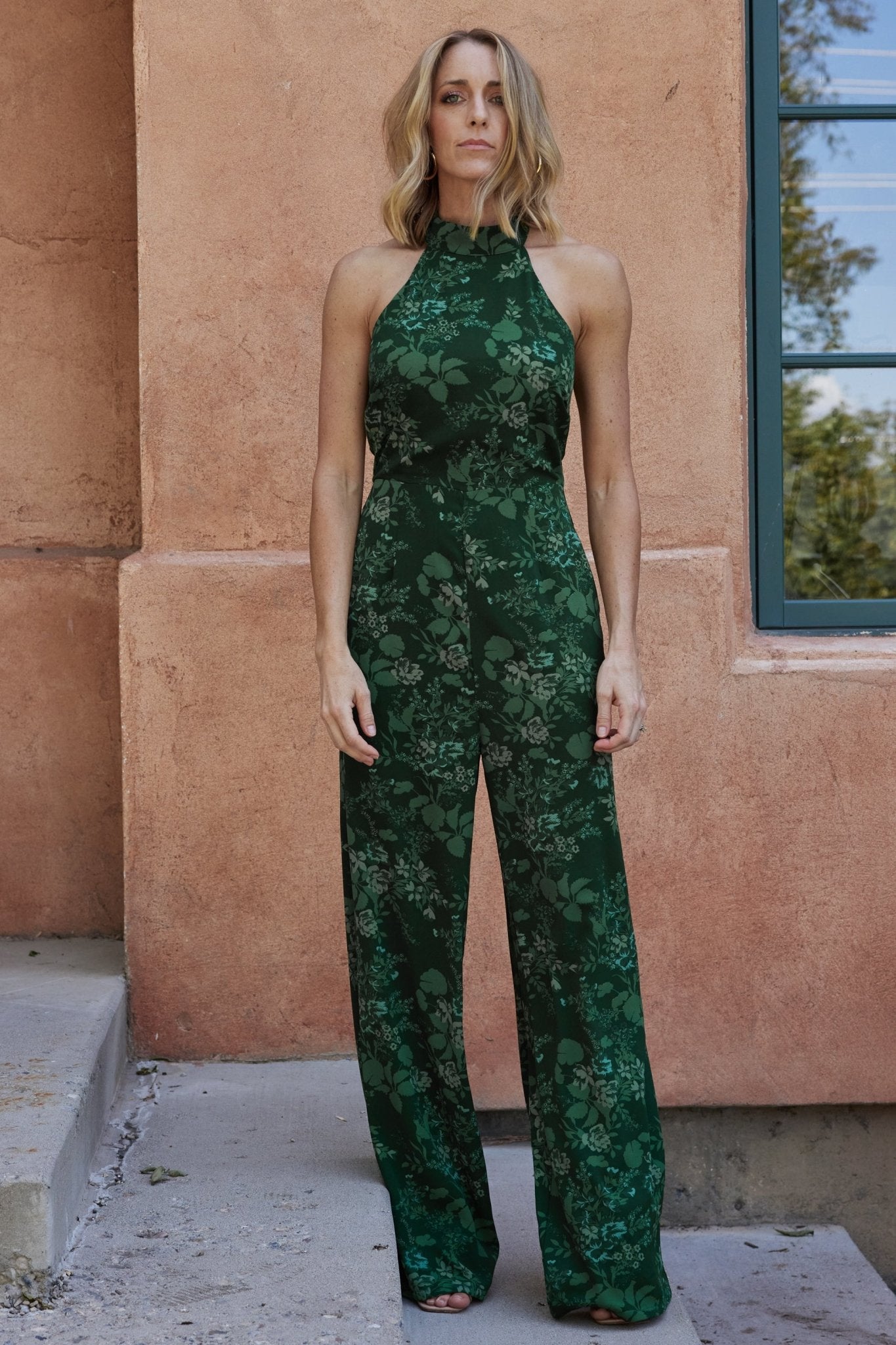 Freya Halter Jumpsuit | Emerald Floral Best Wholesale Cheap Pice