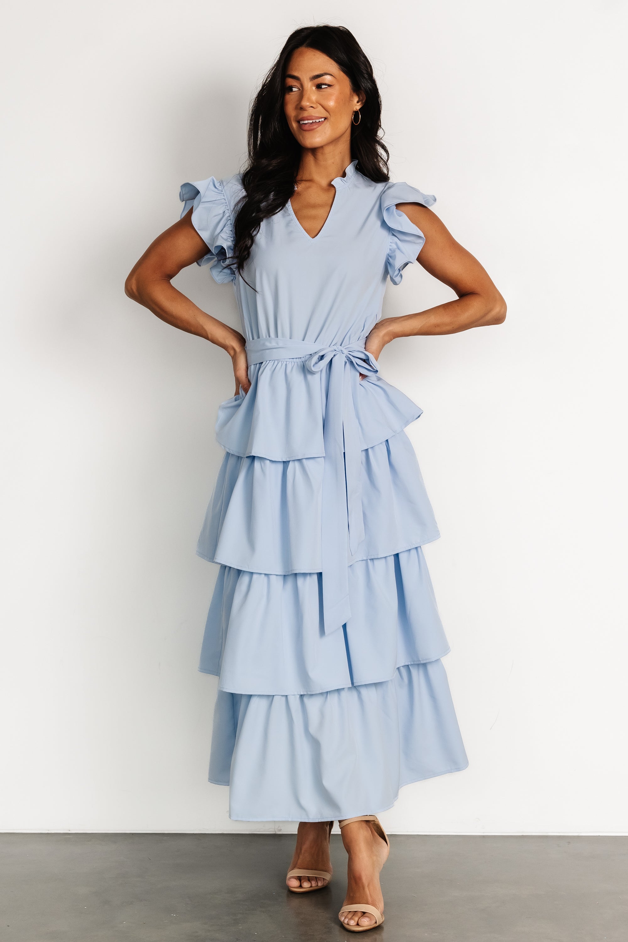 Chrysanthi Tiered Dress | Light Blue Supply Cheap Pice