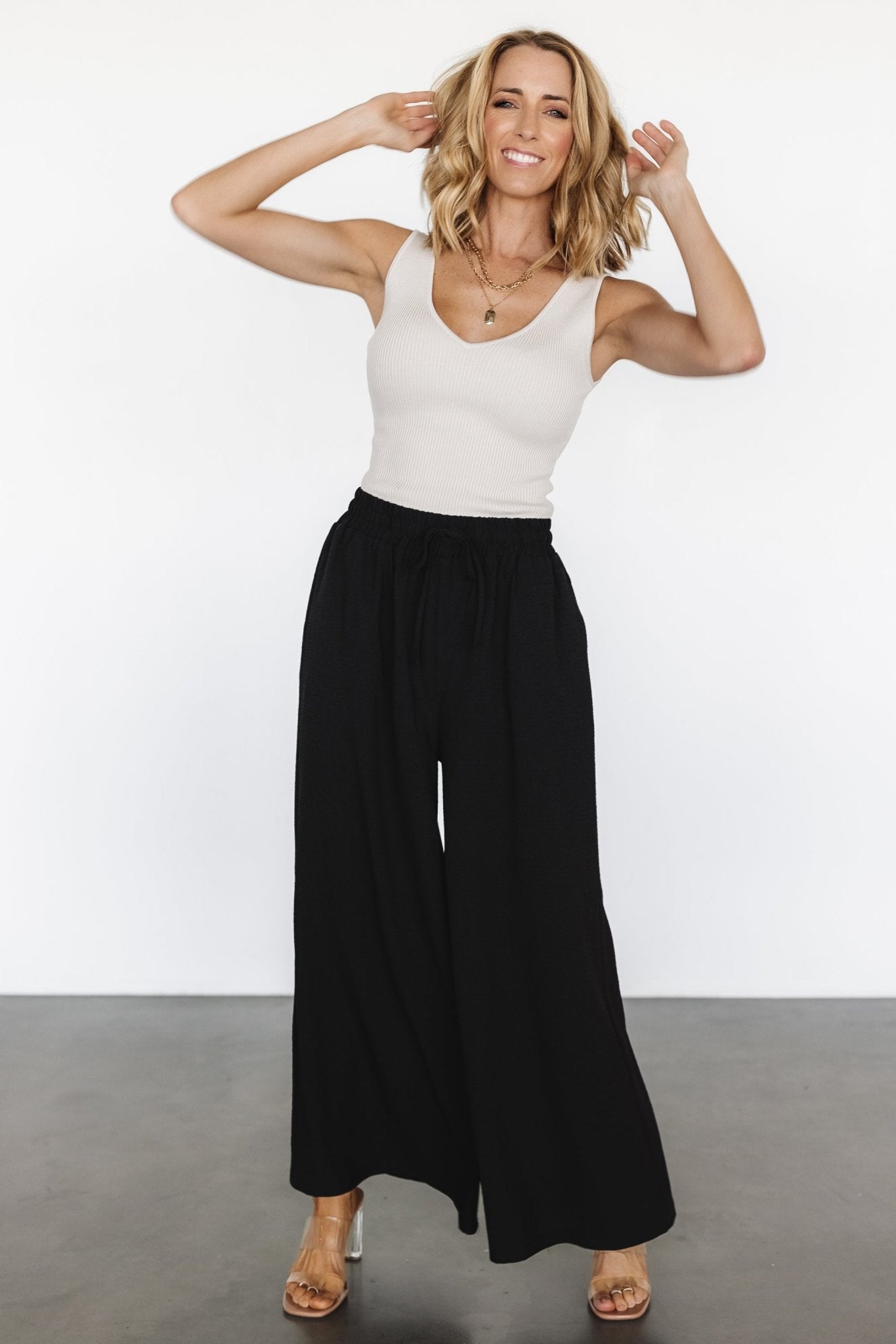 Florence Textured Pants | Black Buy Cheap 2025 New