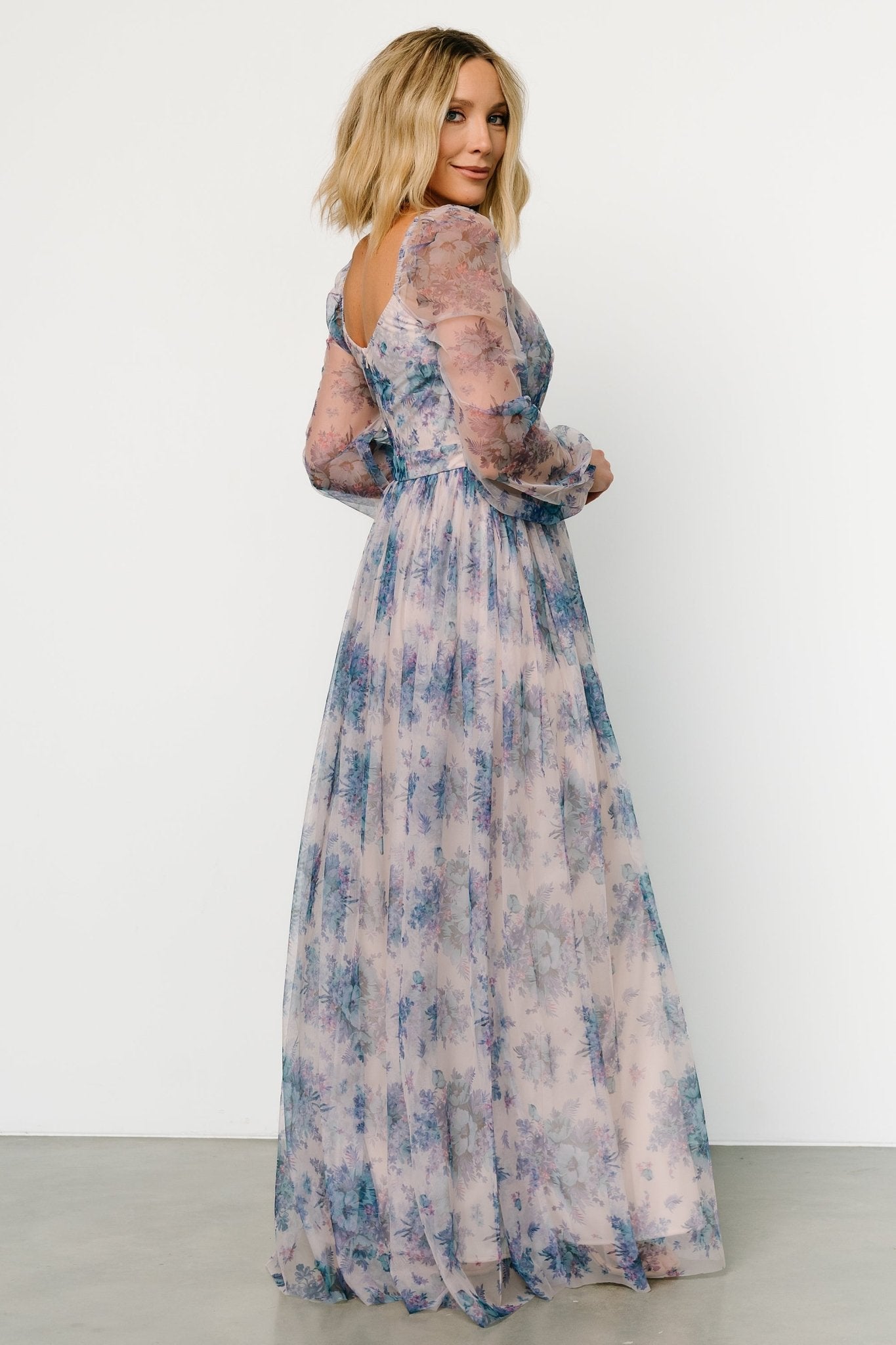 Desiree Tulle Maxi Dress | Natural + Slate Floral Buy Cheap Footlocker Finishline