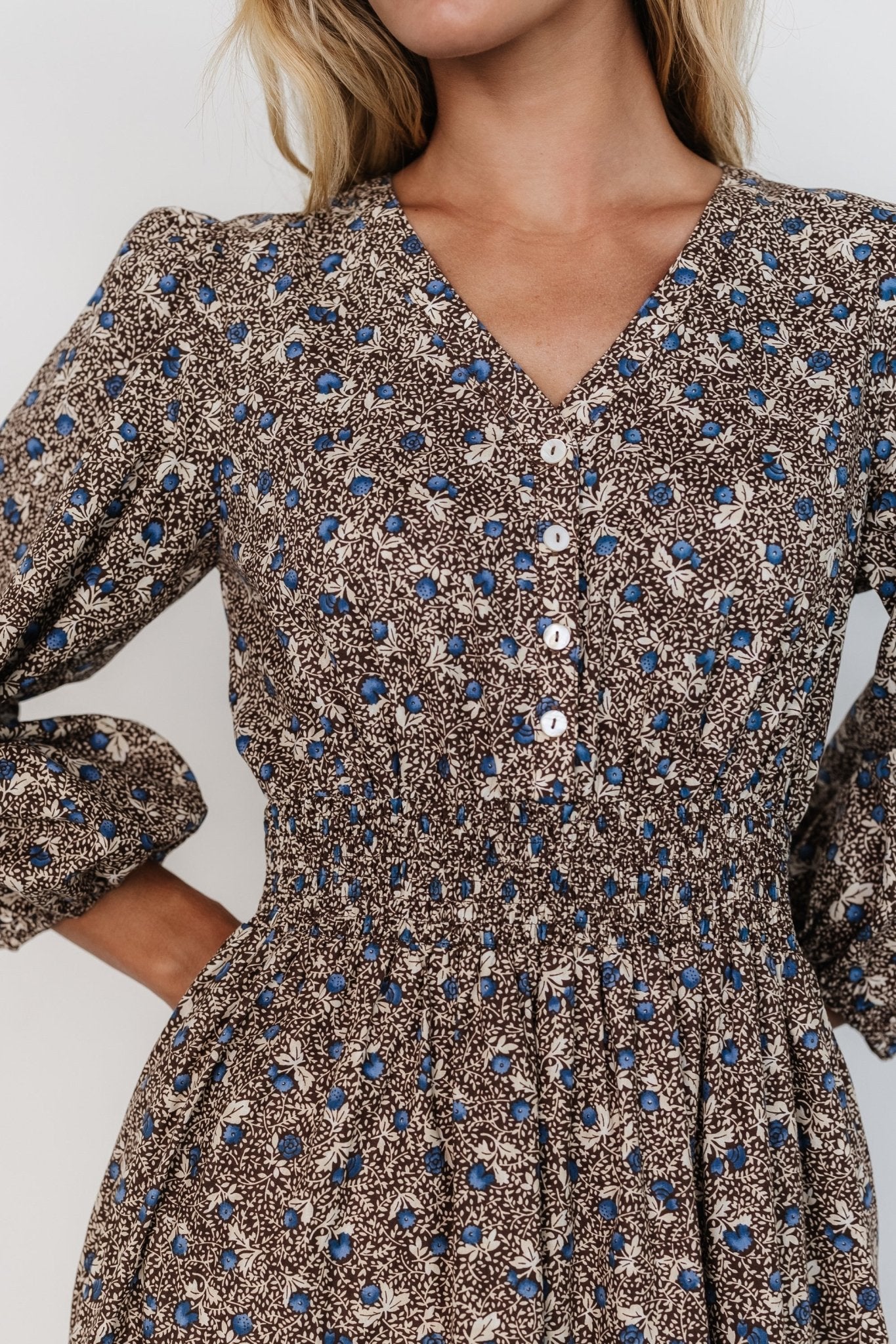 Leona Dress | Brown + Blue Multi Cheap Usa Stockist