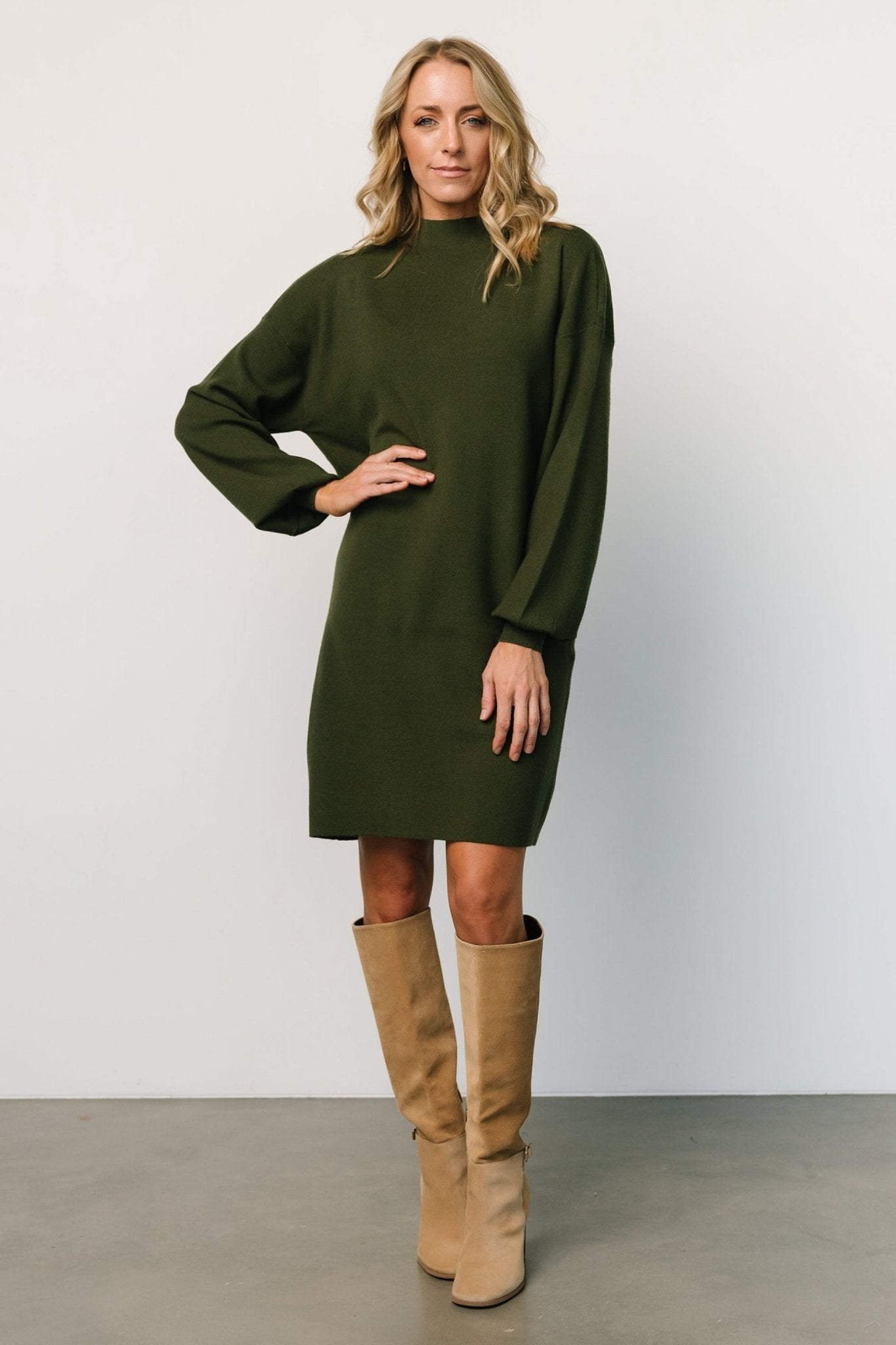 Jennings Sweater Dress | Deep Olive Free Shipping Classic