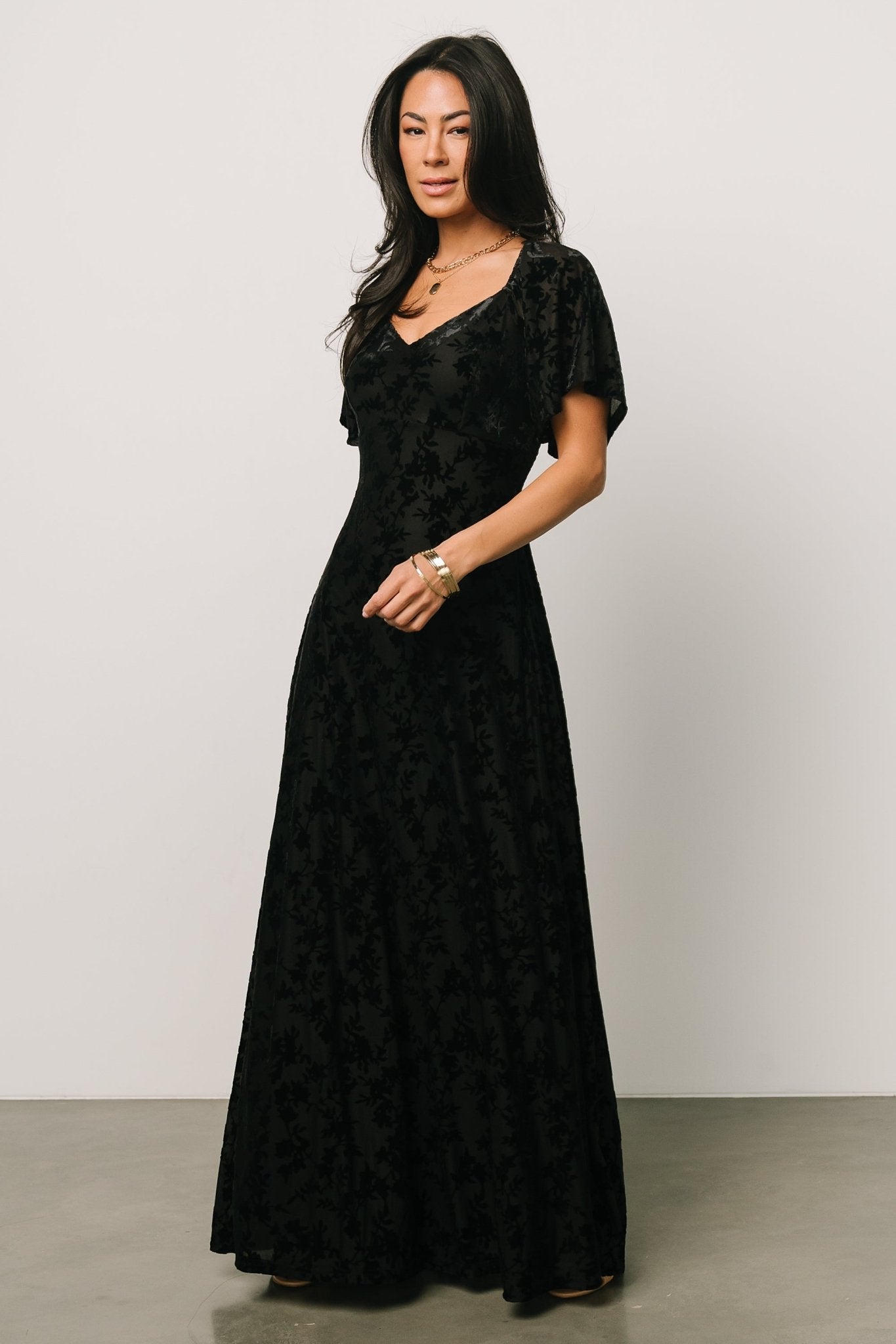 Everley Velvet Maxi Dress | Black For Sale For Sale