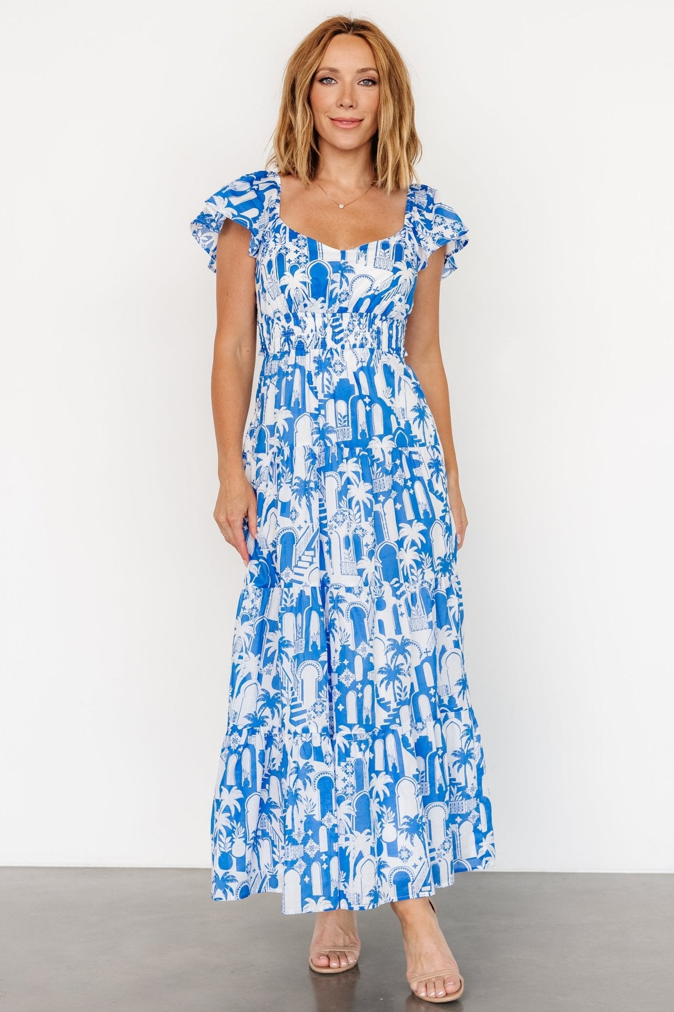 Catira Maxi Dress | Blue + White For Sale Online