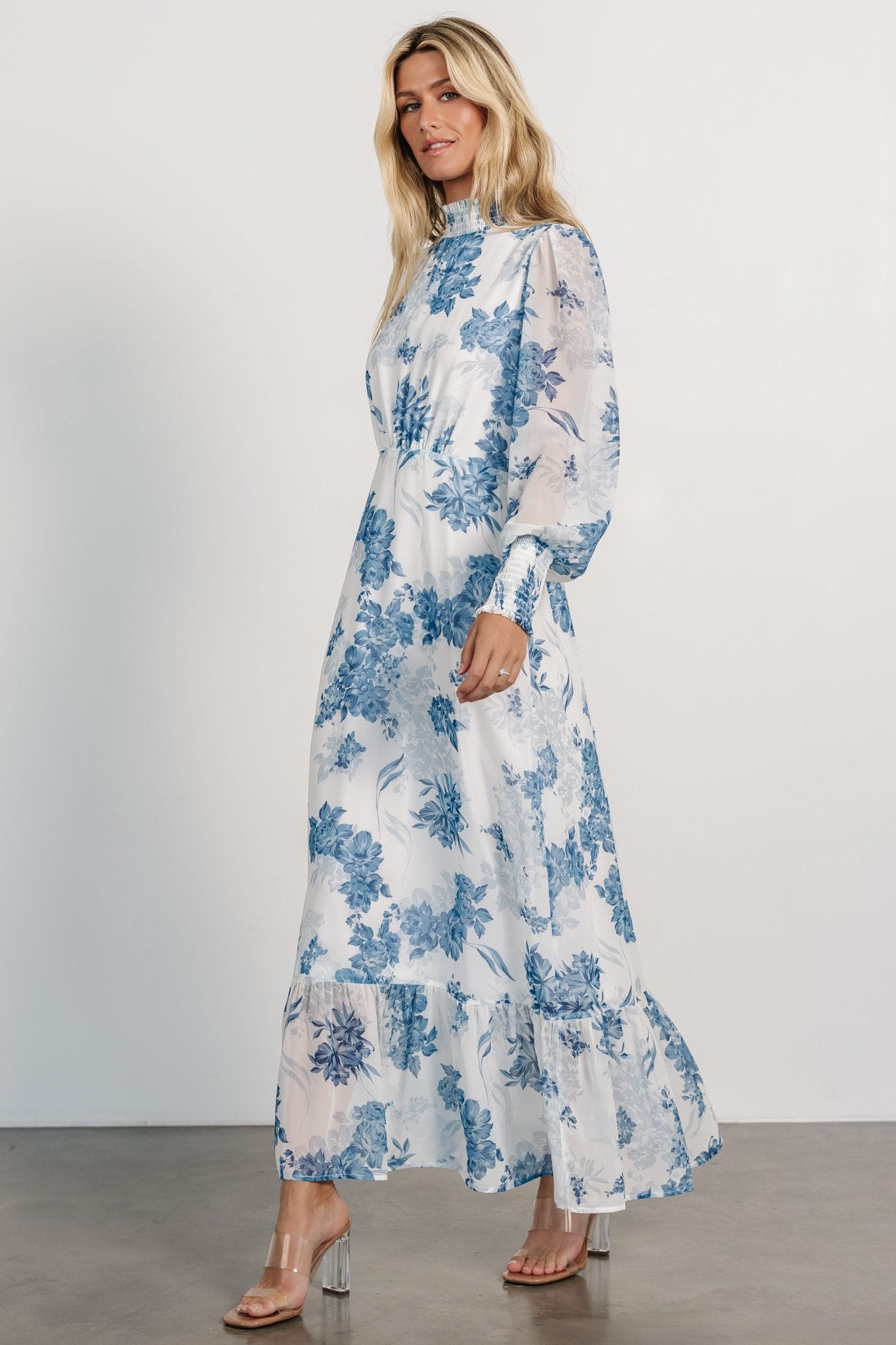 Luciana Maxi Dress | Off White + Blue Discount 2025 New