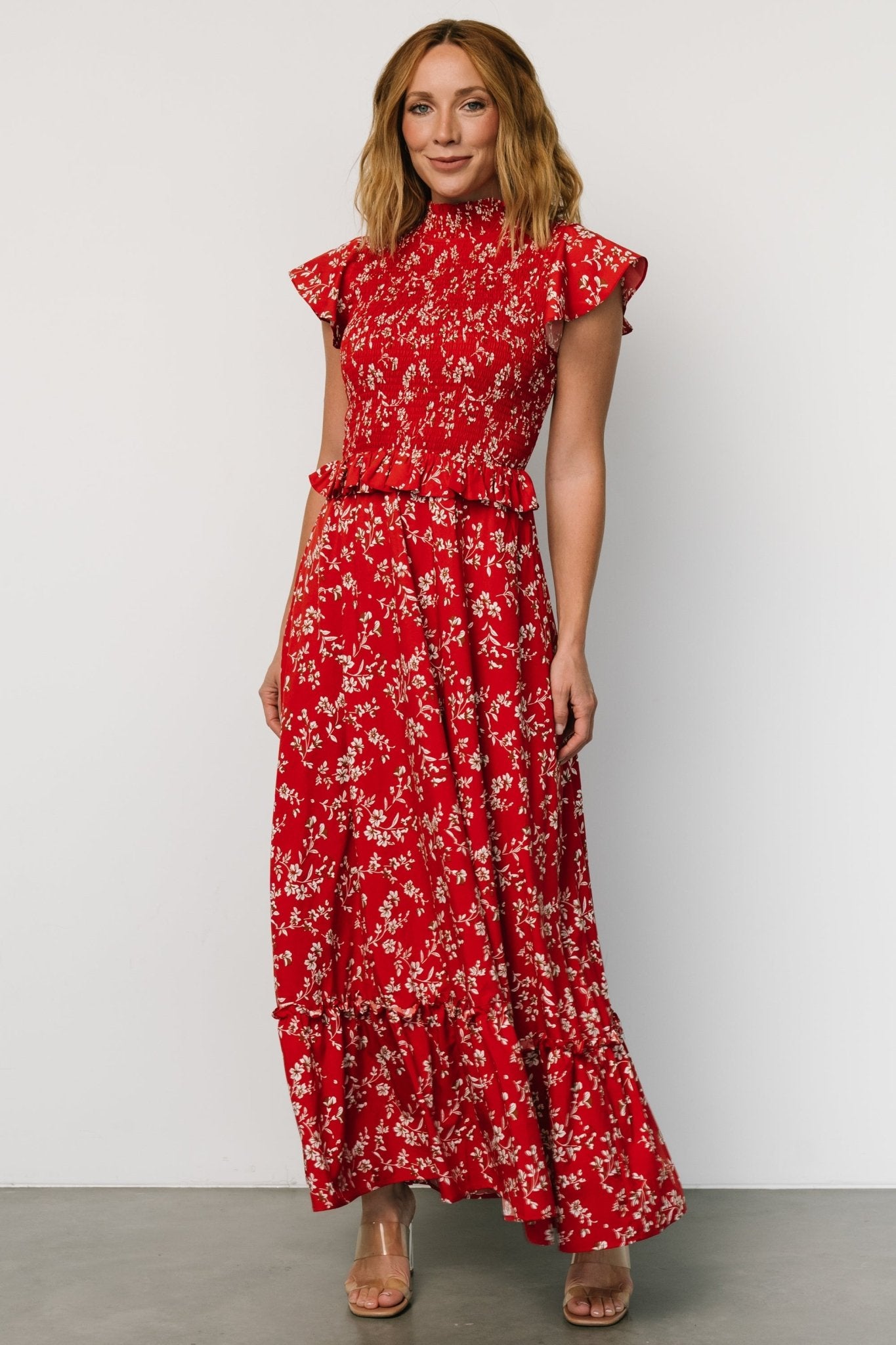 Orla Ruffle Maxi Dress | Red floral Cheap Sale Comfortable