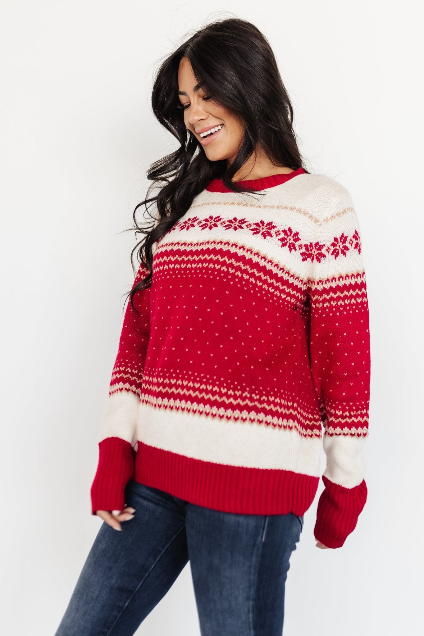 Griffin Knit Sweater | Red Multi Outlet Collections