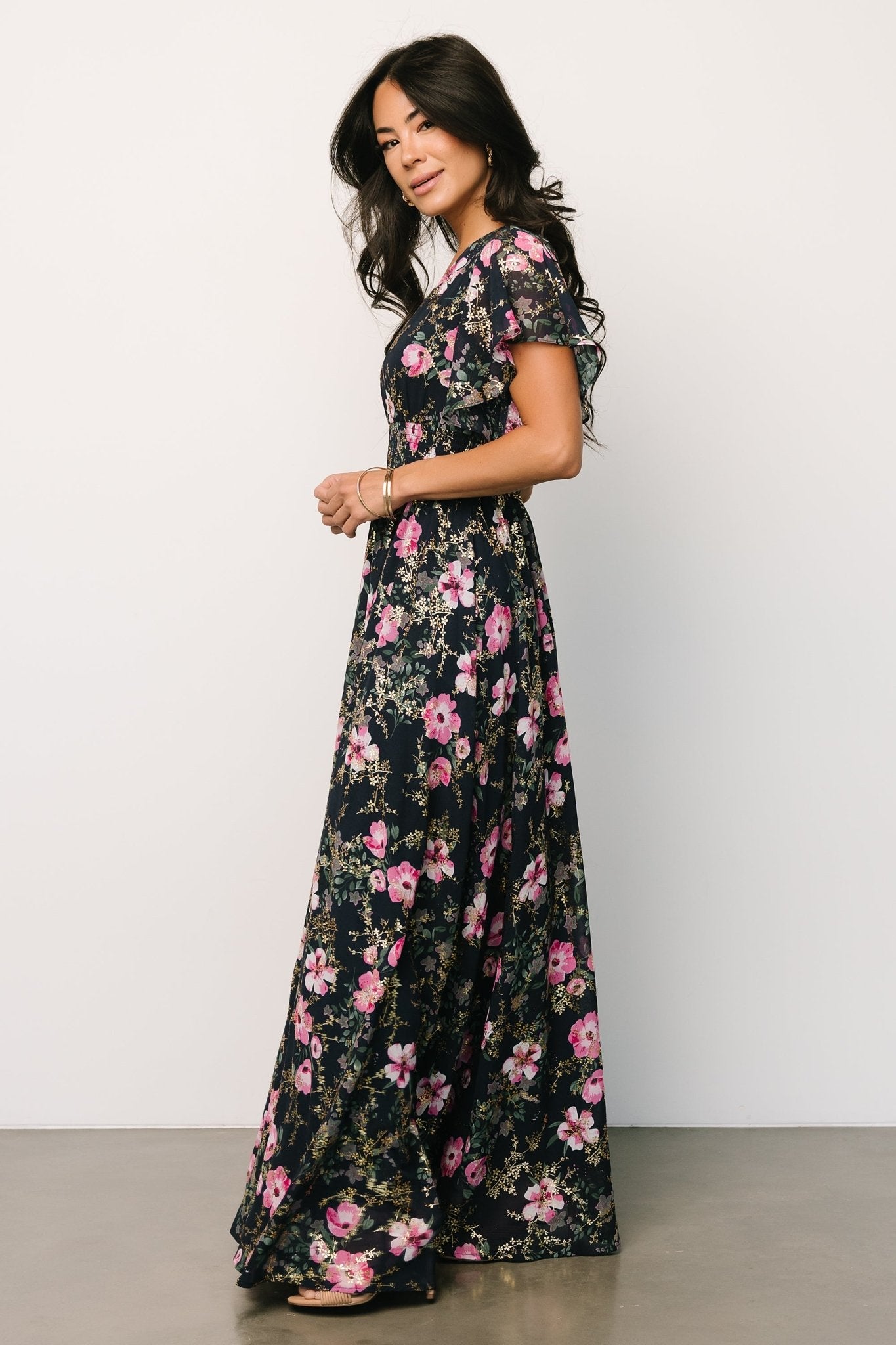 Lynlee Metallic Maxi Dress | Dark Blue + Pink Genuine Sale Online