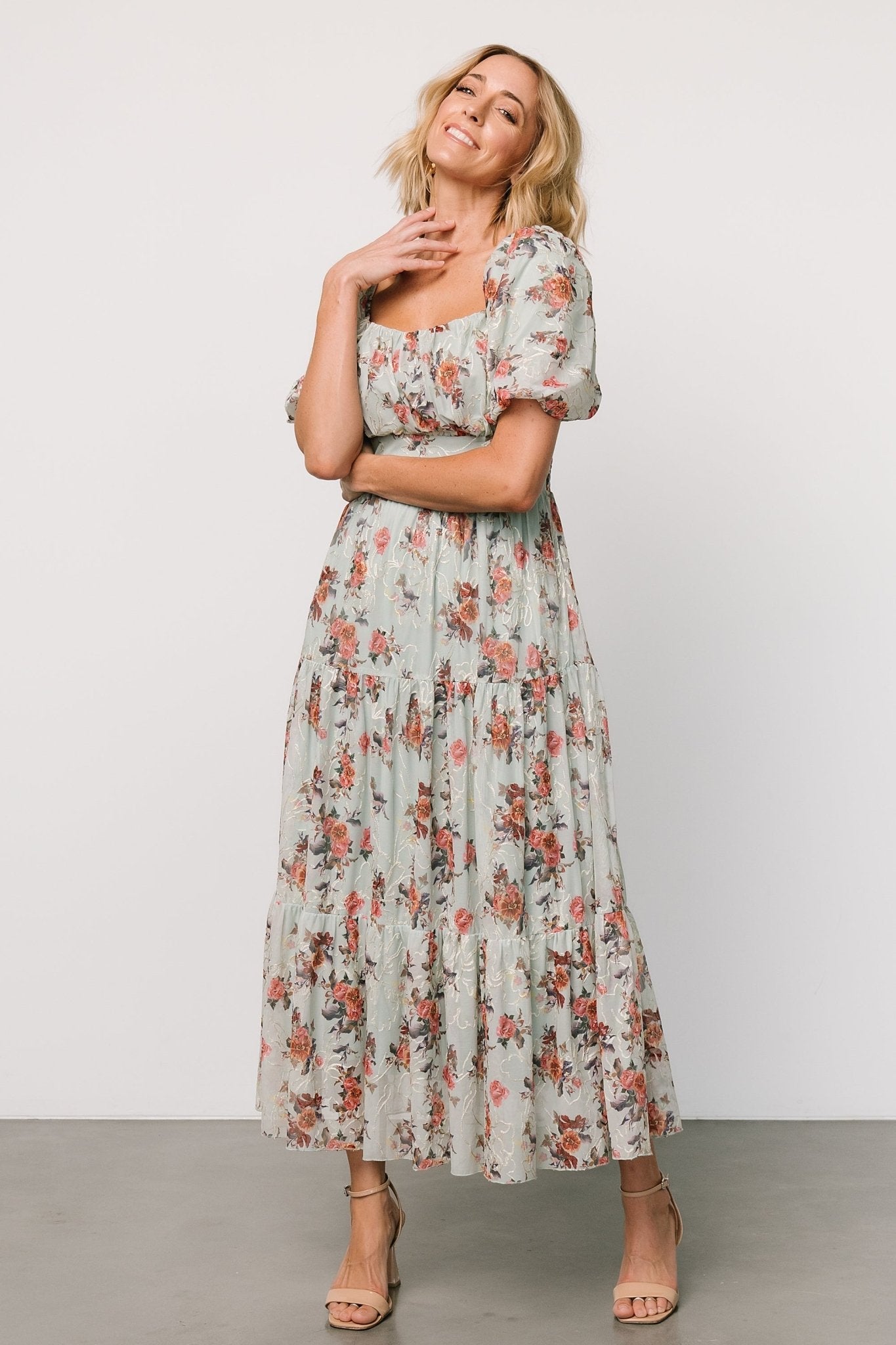 Annabeth Midi Dress | Eucalyptus Floral Clearance With Mastercard