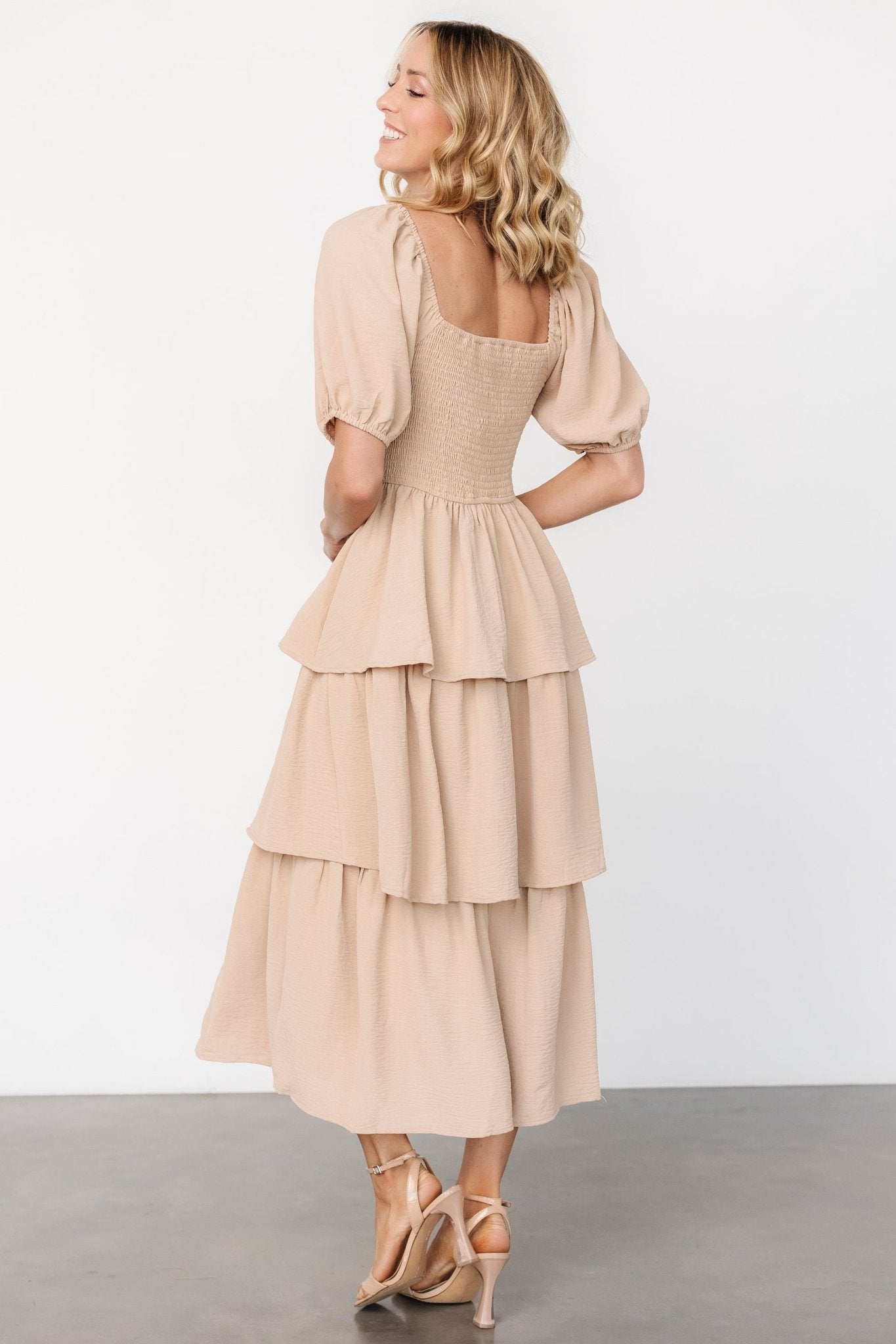 Ashbourne Tiered Dress | Taupe Buy Online Cheap Pice