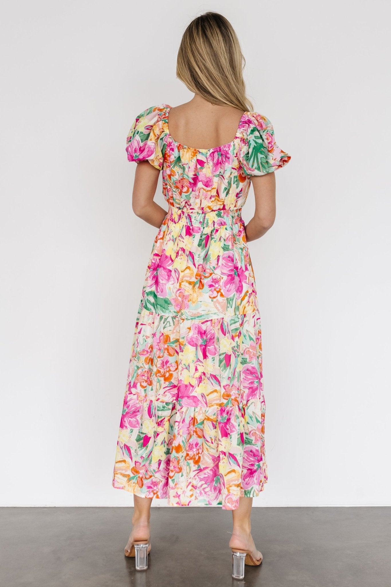 Denzel Puff Sleeve Midi Dress | Multi Floral Clearance Best