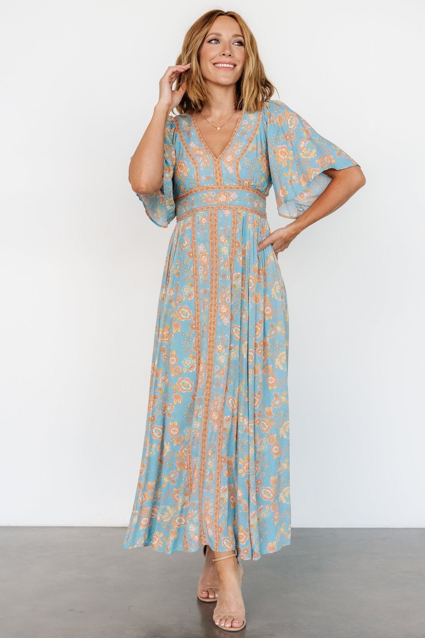 Elissa Maxi Dress | Dusty Blue Floral Official Sale Online