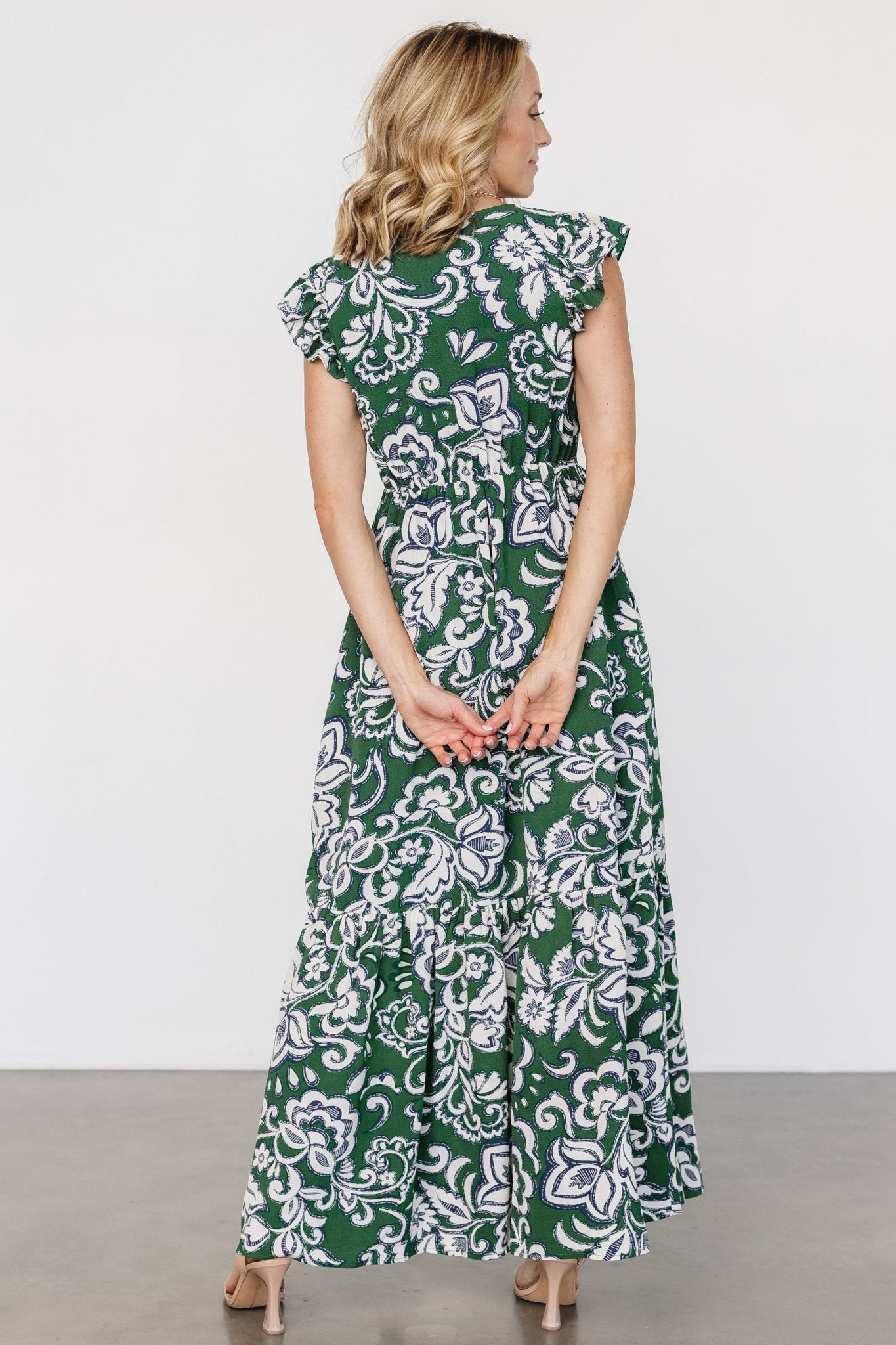 Kaia Button Maxi Dress | Green Print Cheap Sale Footaction