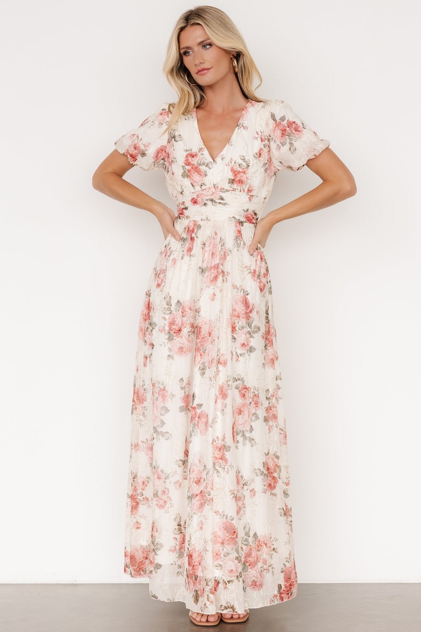 Ardley Maxi Dress | Cream + Rose Floral Top Quality Cheap Pice