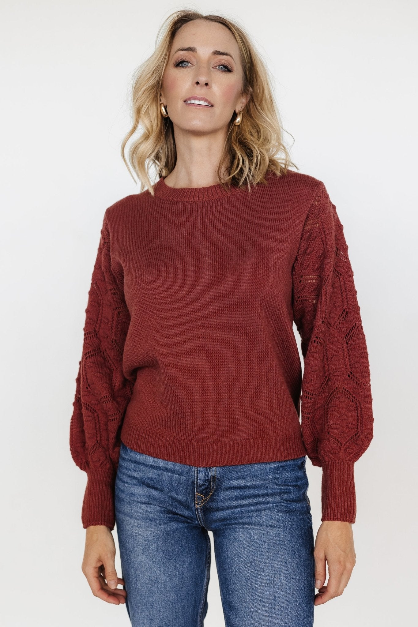 Devri Pointelle Sweater | Rust Geniue Stockist Cheap Online