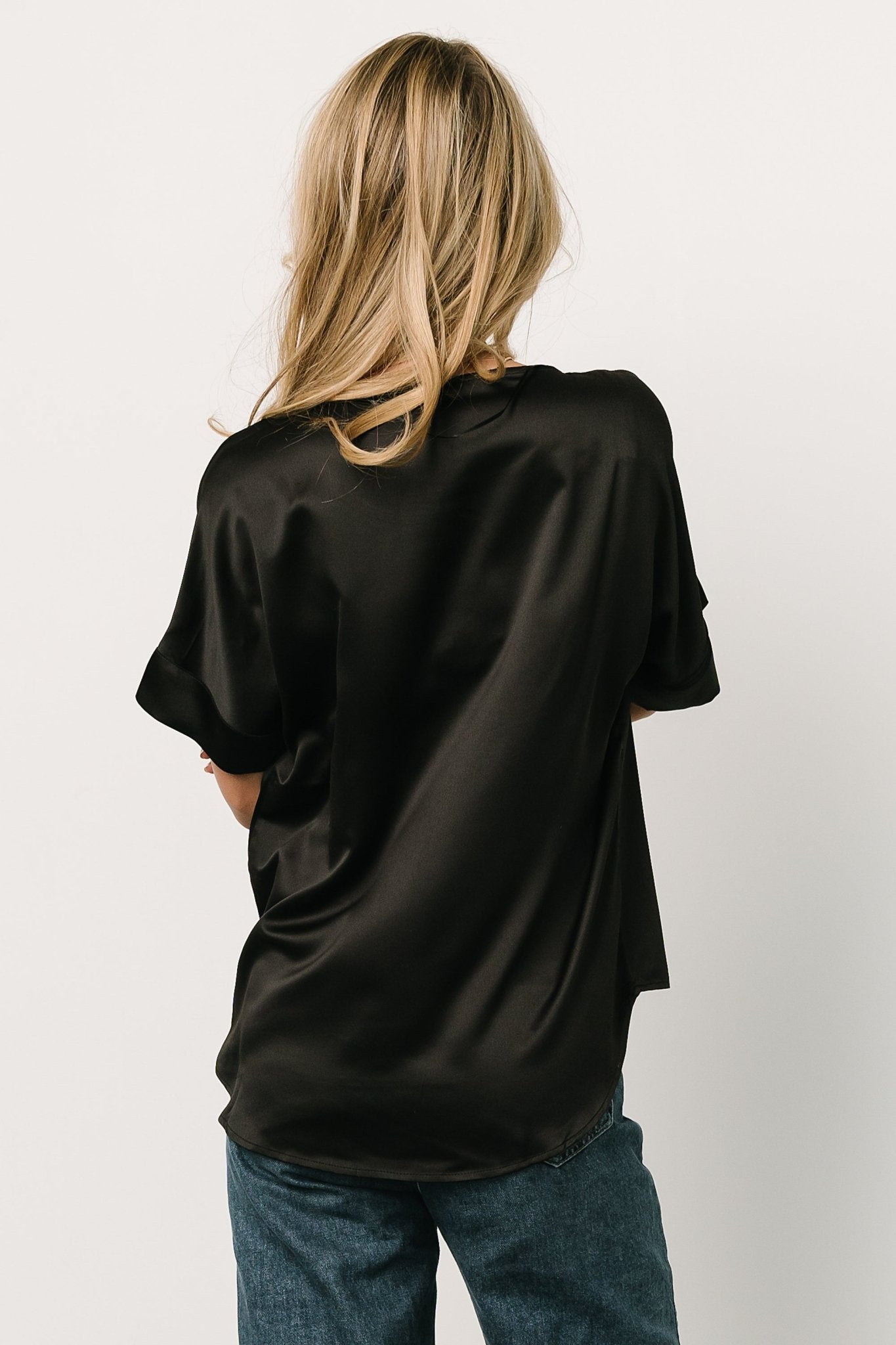 Rory Satin Top | Black Free Shipping Genuine