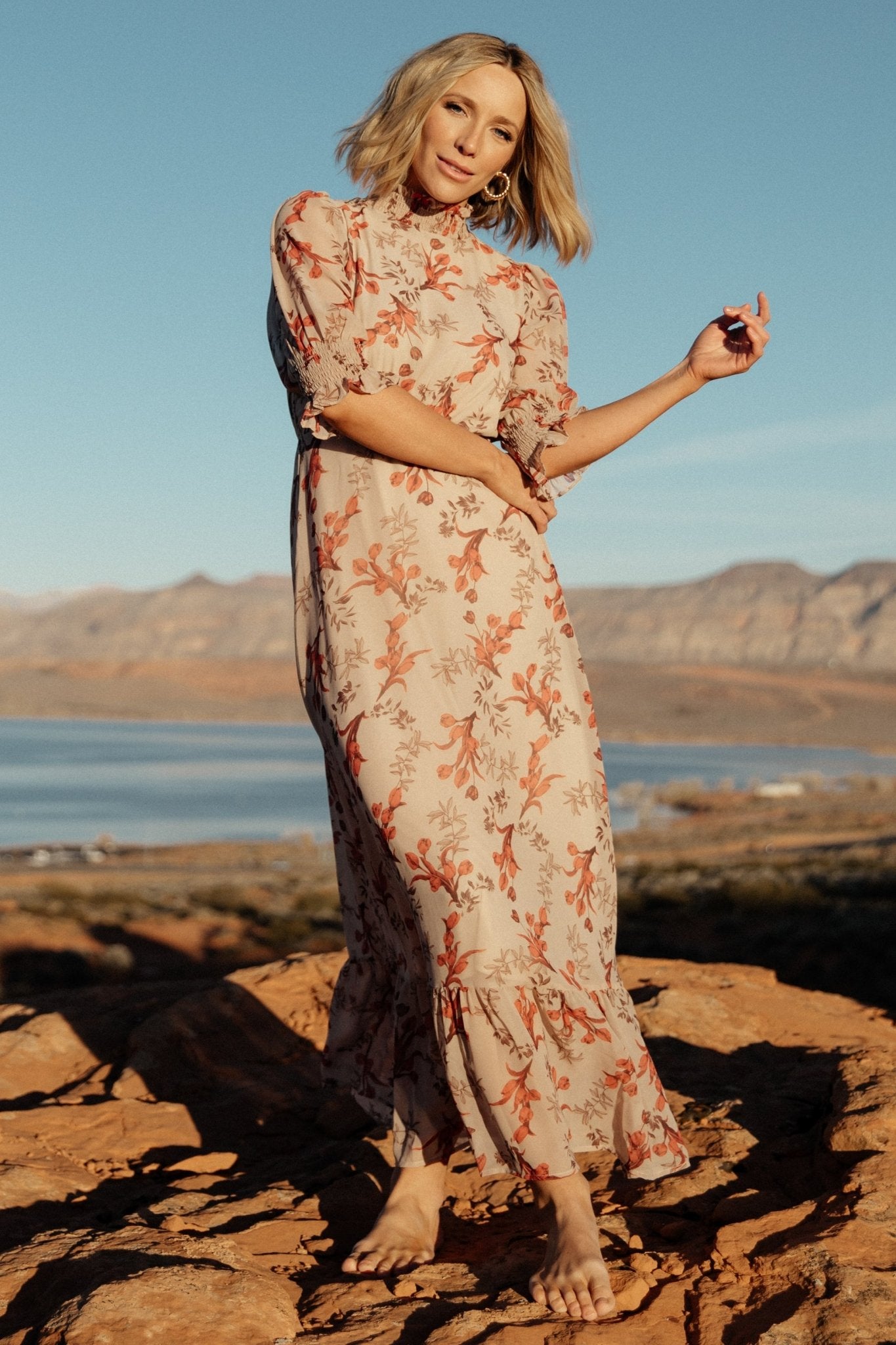 Marie Mock Neck Maxi Dress | Blush Floral 2025 Cheap Online