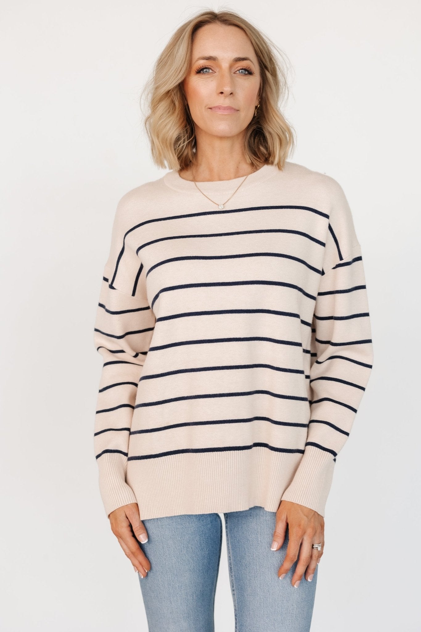 Colmar Striped Sweater | Cream + Navy Outlet 2025 Unisex