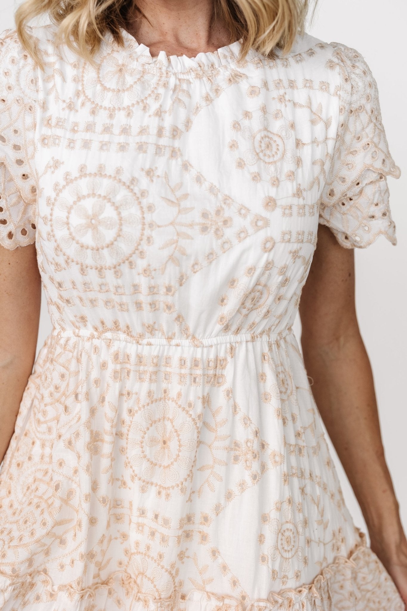 Mirabel Eyelet Midi Dress | White + Natural Discount Authentic Online