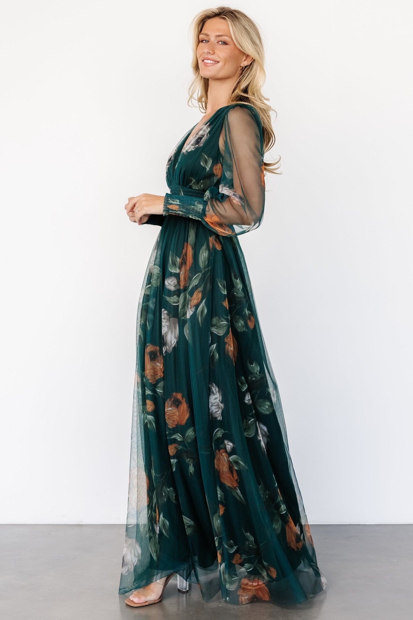 Layla Tulle Maxi Dress | Deep Topaz Floral Buy Cheap Explore