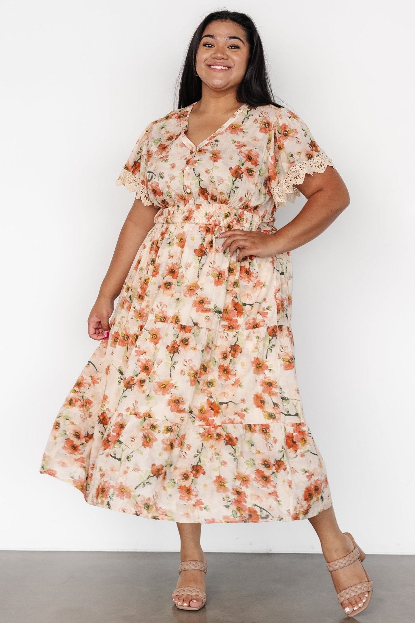 Aliyah Midi Dress | Coral Floral Buy Cheap Perfect