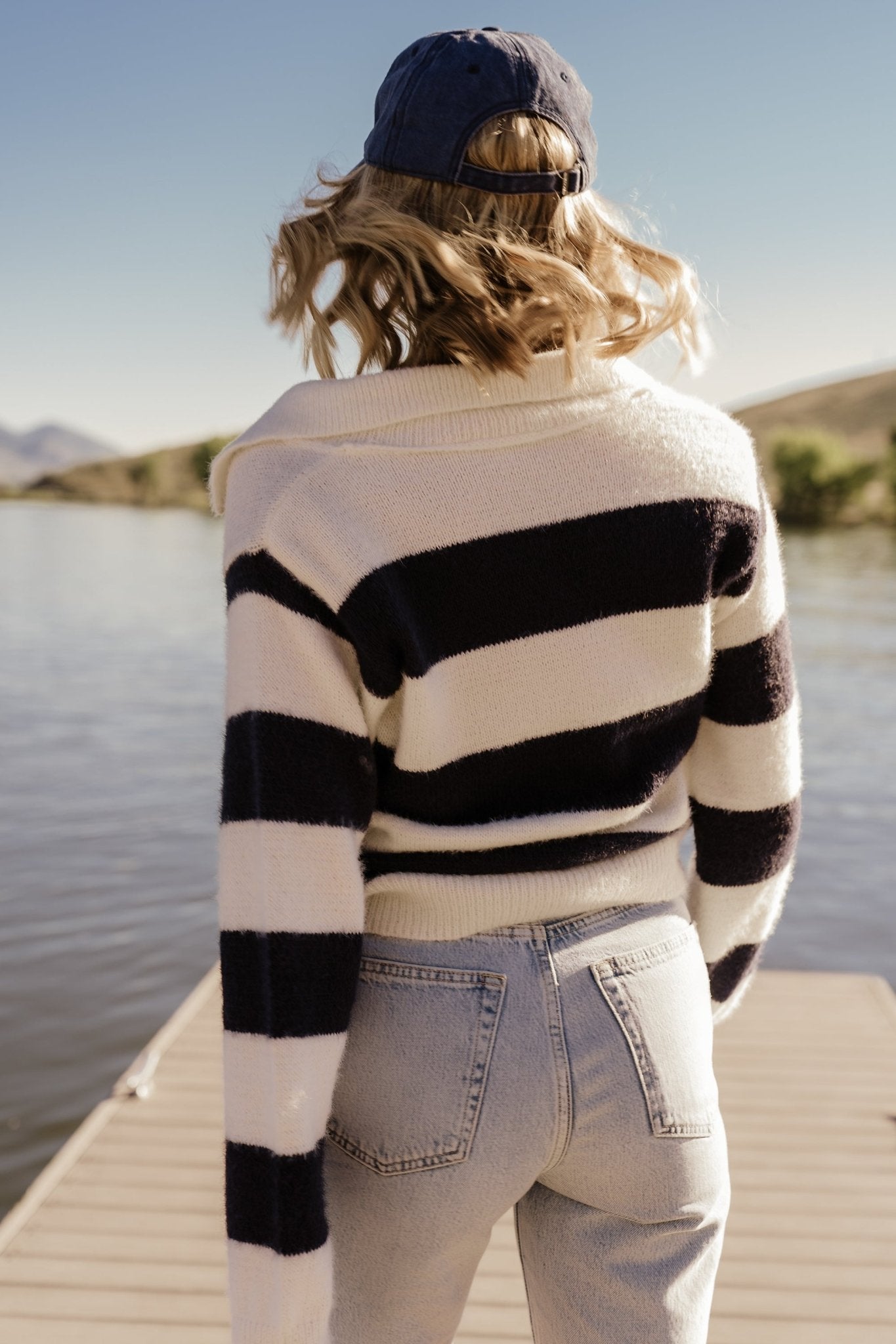 Heather Striped Sweater | Cream + Navy Footlocker For Sale