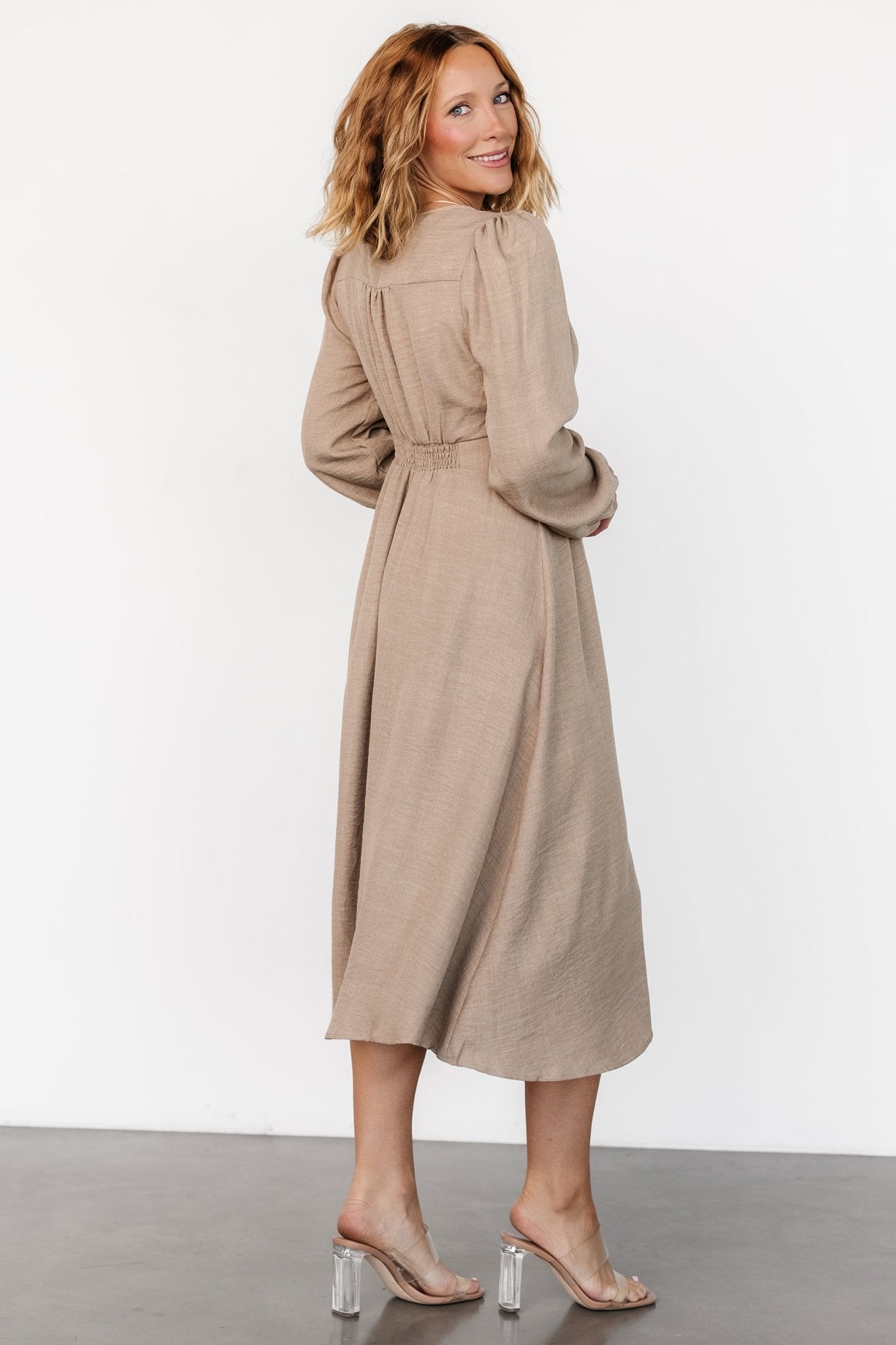 Faith Button Midi Dress | Taupe Footlocker Pictures Cheap Online