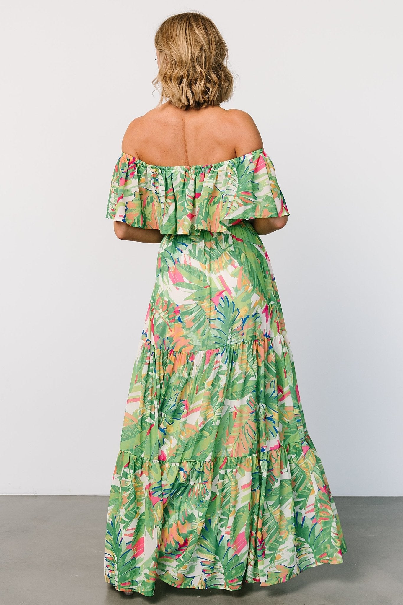 Sonoma Off Shoulder Maxi Dress | Green Multi Cheap Sale Comfortable