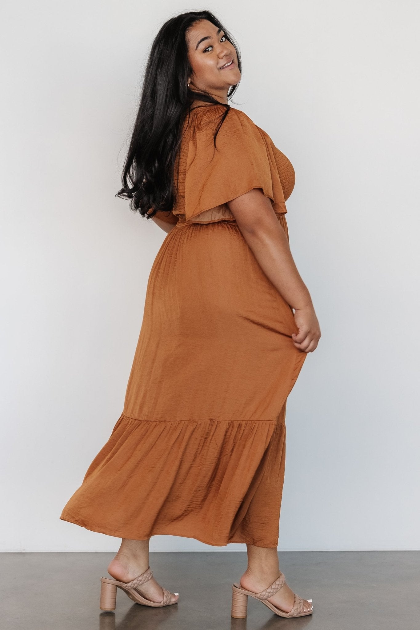 Lovell Smocked Midi Dress | Dark Copper Outlet Lowest Pice