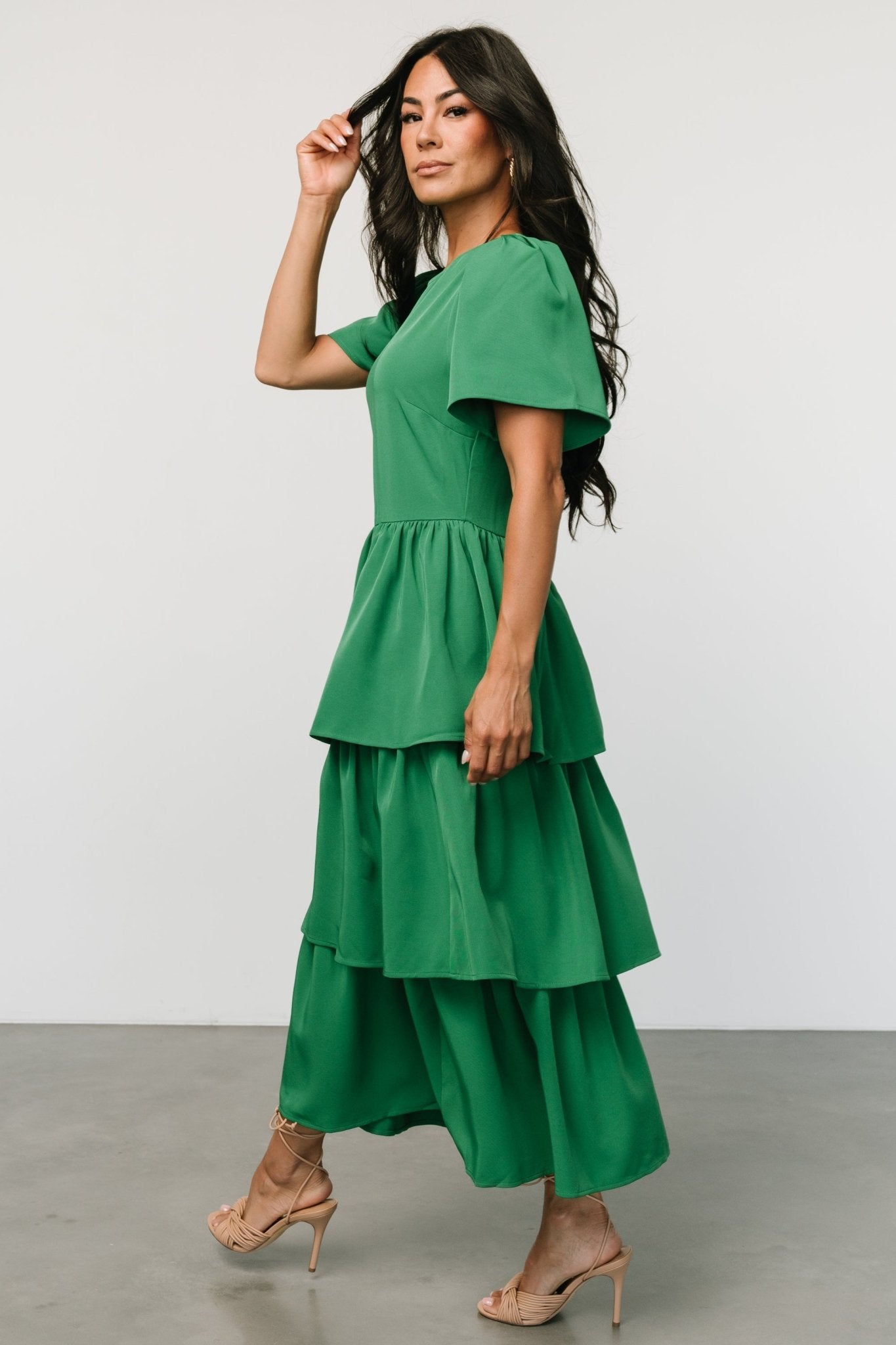 Cadenza Tiered Maxi Dress | Green Outlet Clearance