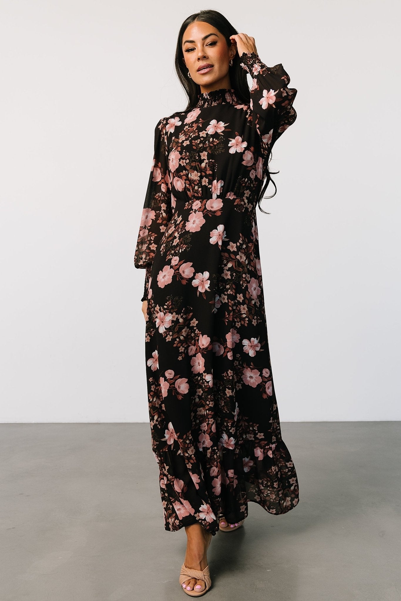 Luciana Maxi Dress | Black + Mauve Sale With Mastercard