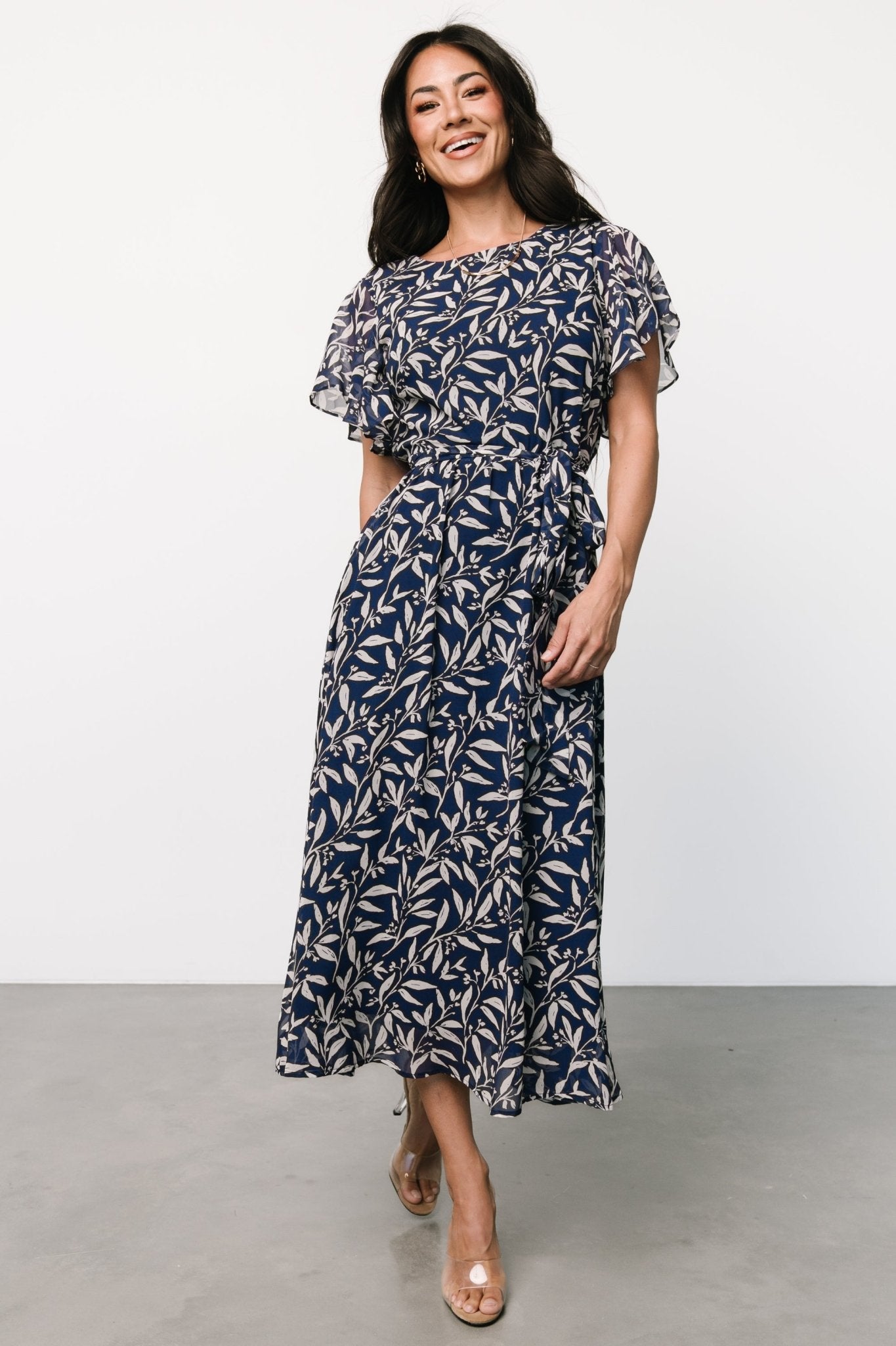 Laurel Midi Dress | Blue + Gray Floral Finishline Online