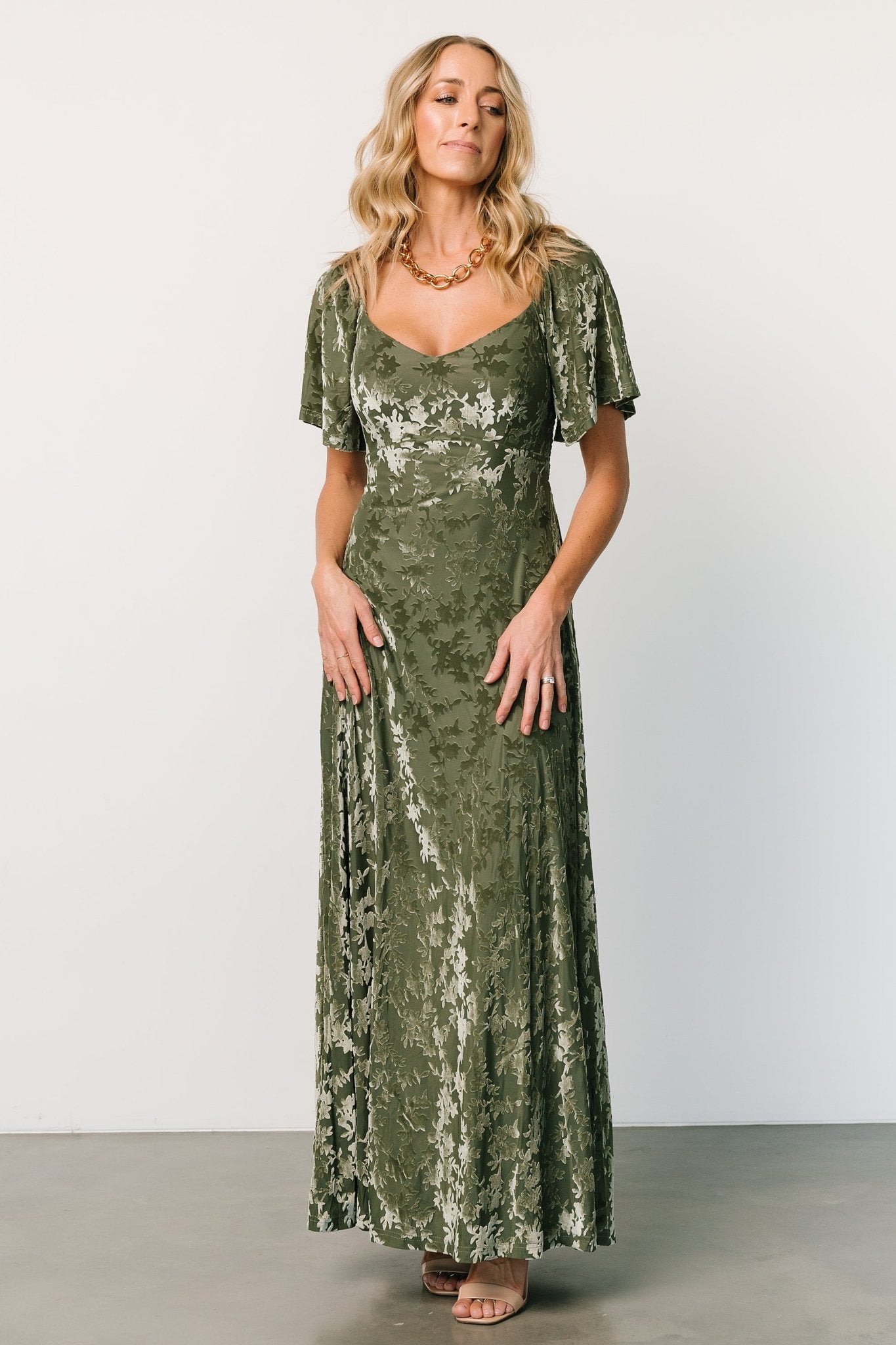 Everley Velvet Maxi Dress | Dark Sage 2025 New Cheap Pice